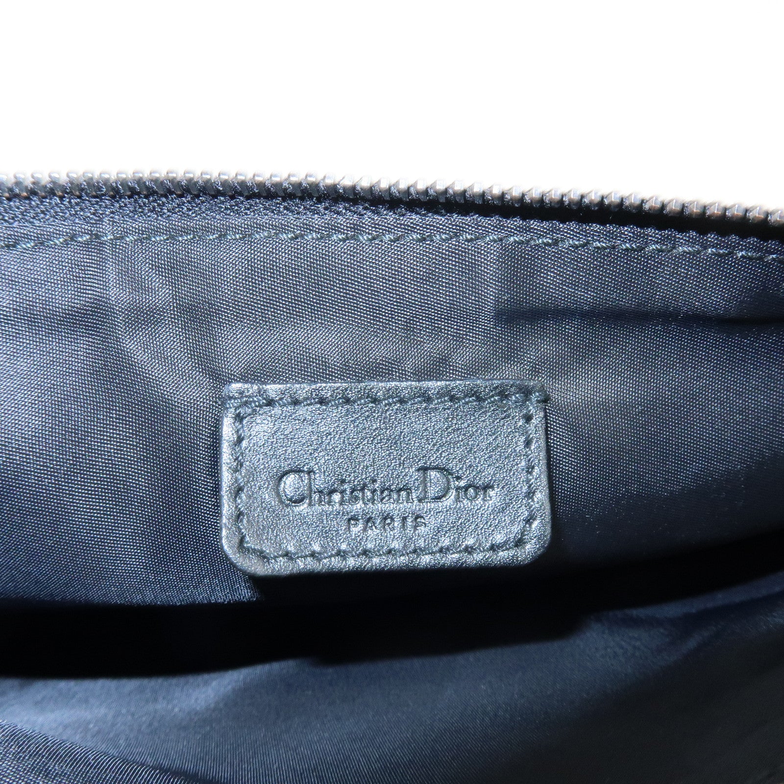 Christian Dior Trotter Jacquard Leather Saddle Bag Pouch Black