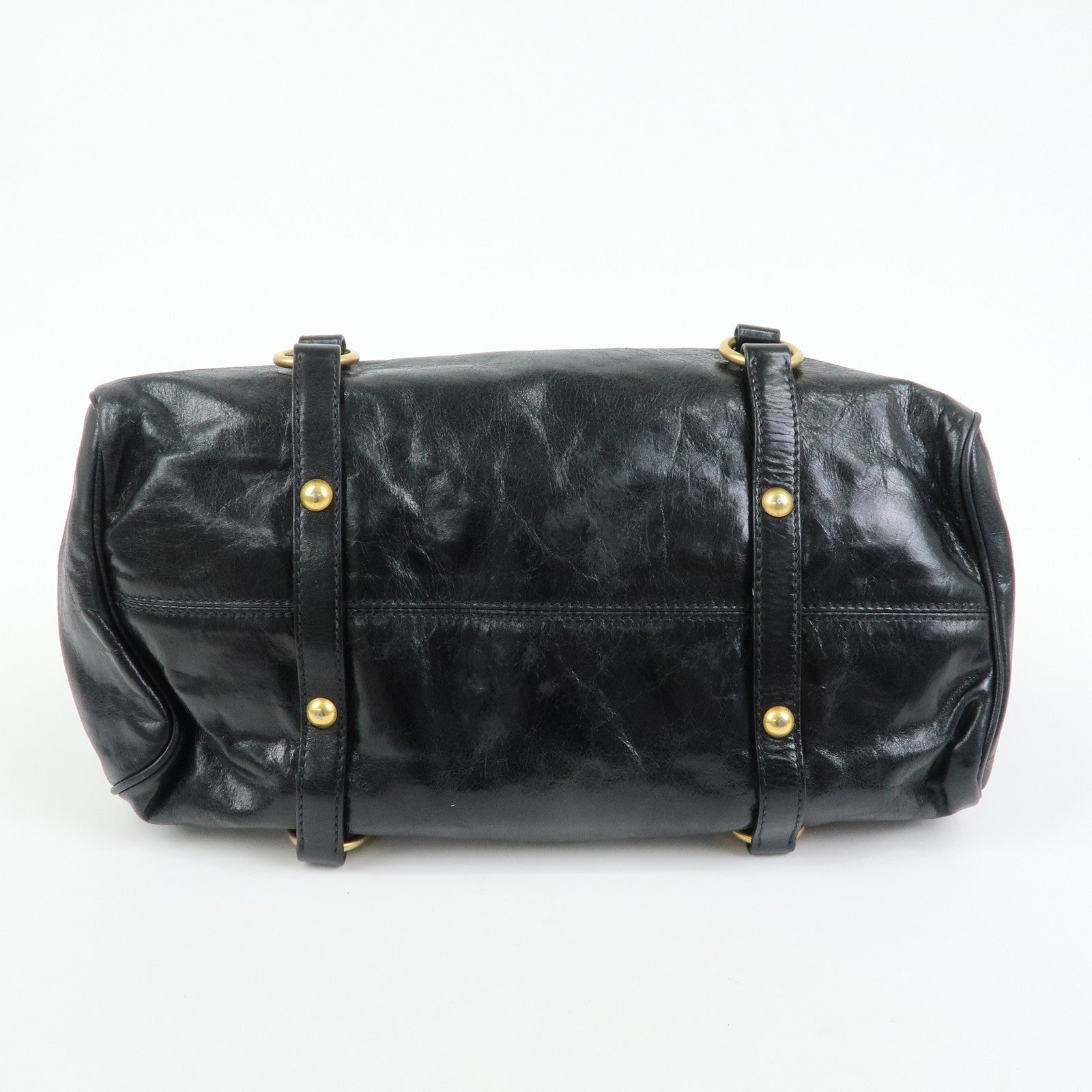 MIU MIU Leather Side Ribbon Large 2Way Hand Shoulder Bag Black RT0365
