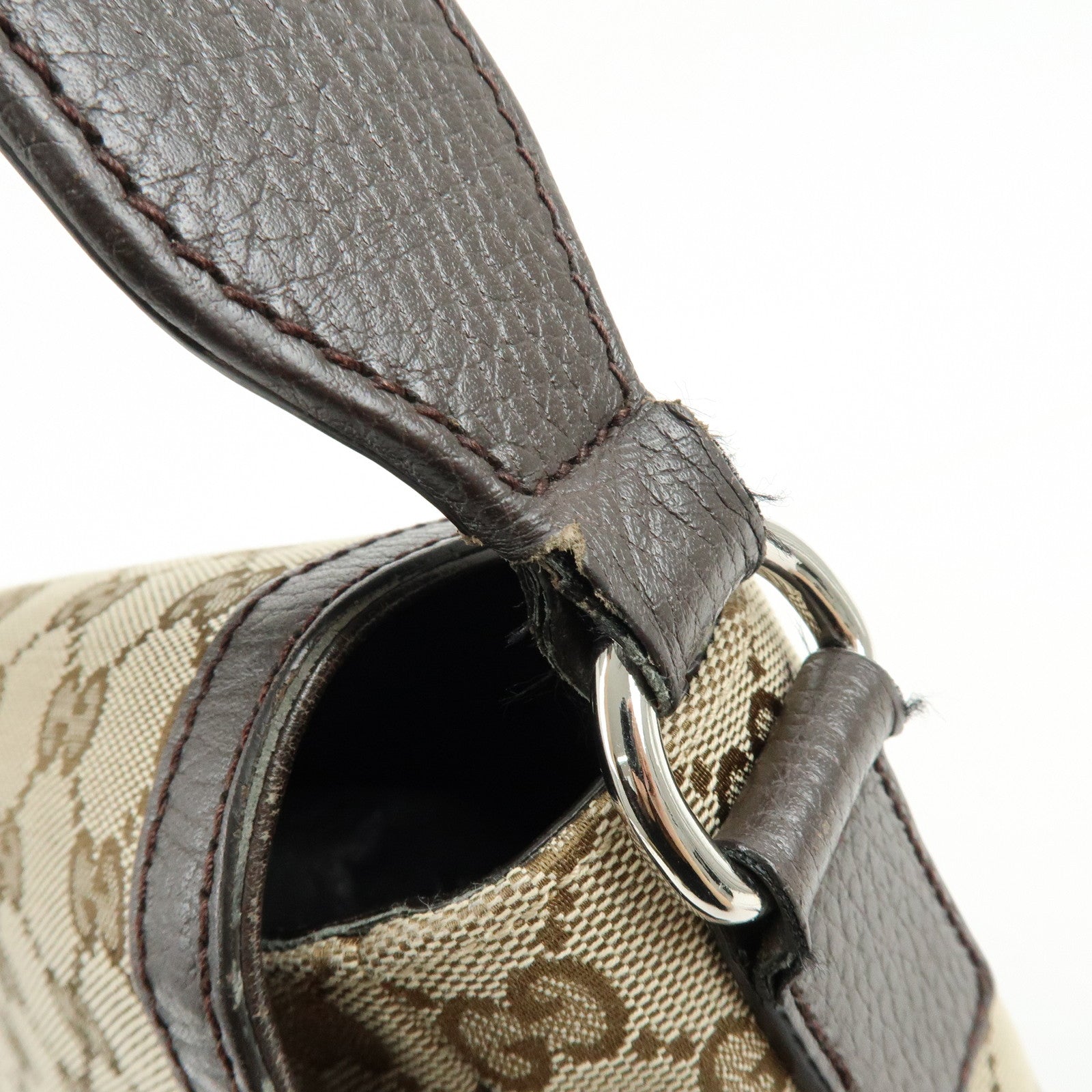 GUCCI GG Canvas Leather Shoulder Bag Crossbody Bag Beige Brown 449171