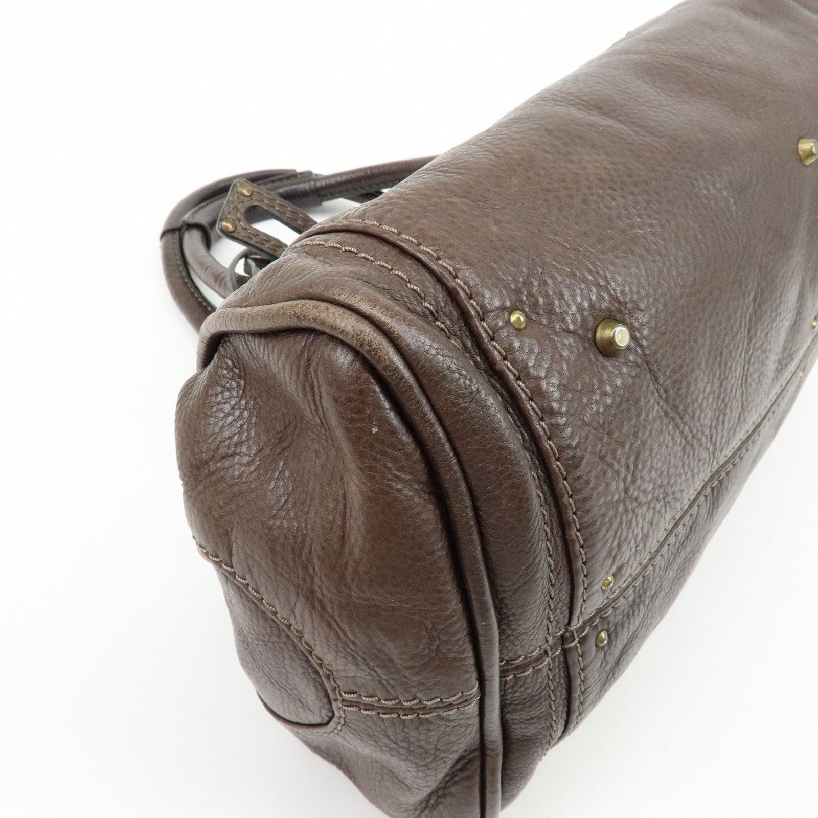 Chloe Paddington Leather Hand Bag Shoulder Bag Dark Brown
