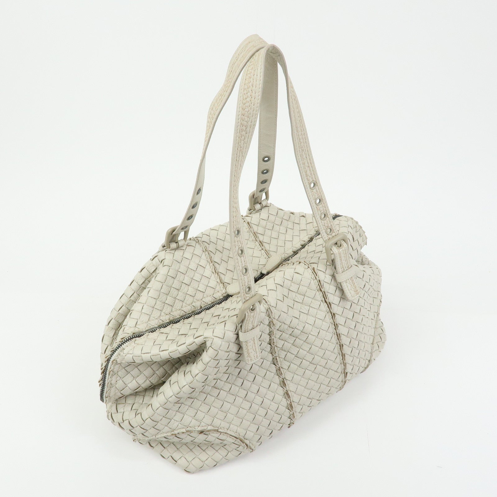 BOTTEGA VENETA Intrecciato Leather Shoulder Bag Hand Bag Ivory