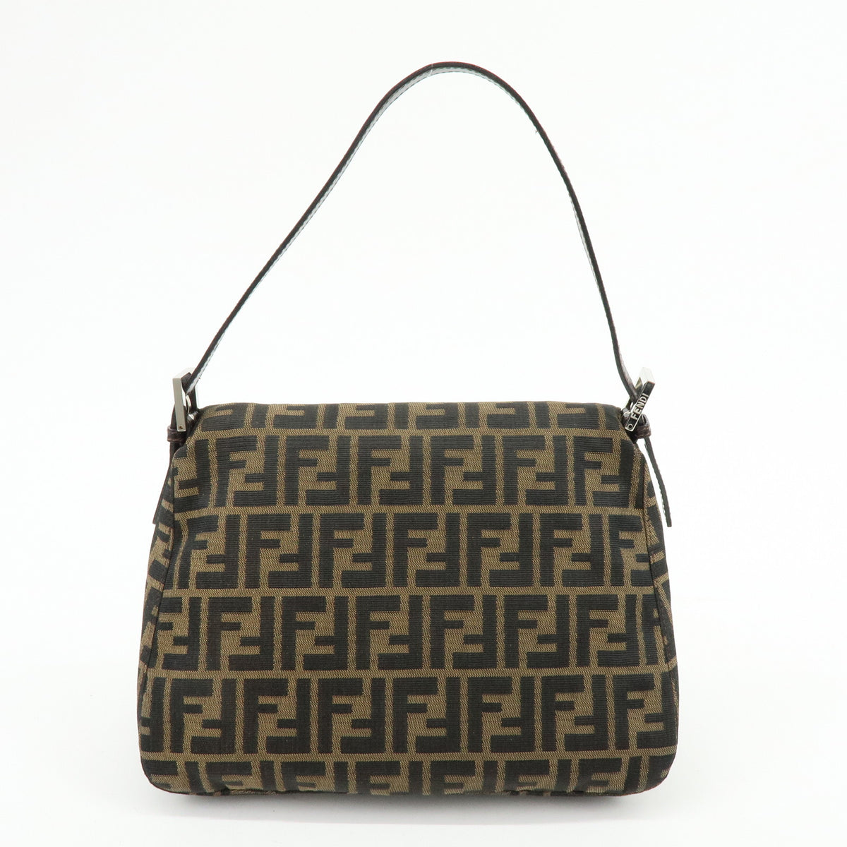FENDI Zucca Mamma Baguette Canvas Leather Shoulder Bag Brown 26325