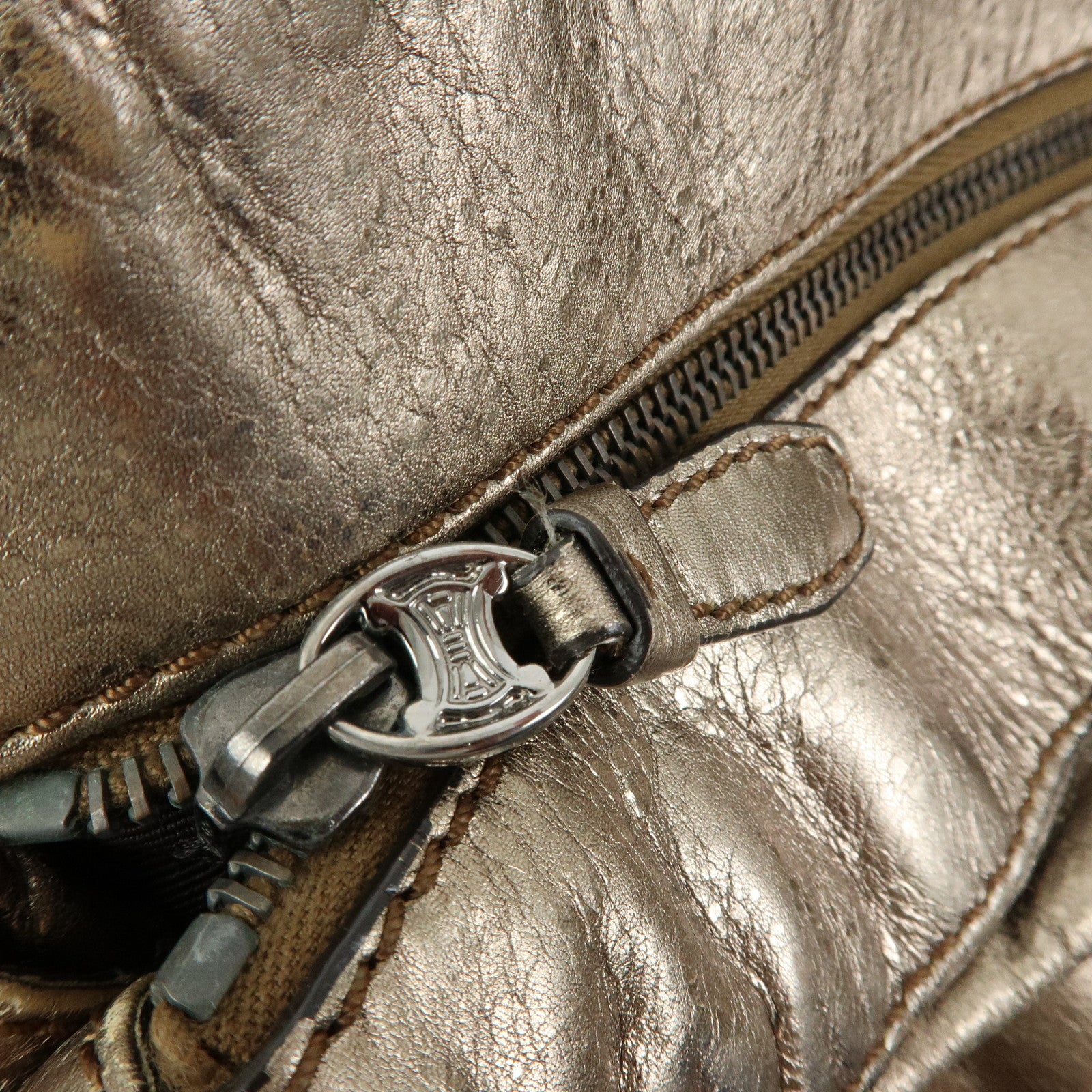 Celine Bittersweet Leather Shoulder Bag Hand Bag Hobo Bag Gold