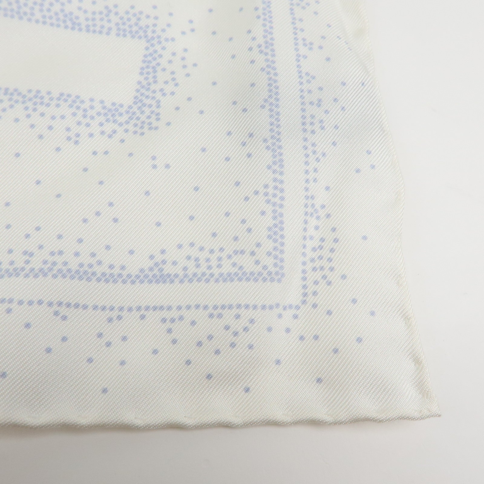CHANEL Camelia COCO Mark Silk 100% Scarf Bear Penguin White Light Blue