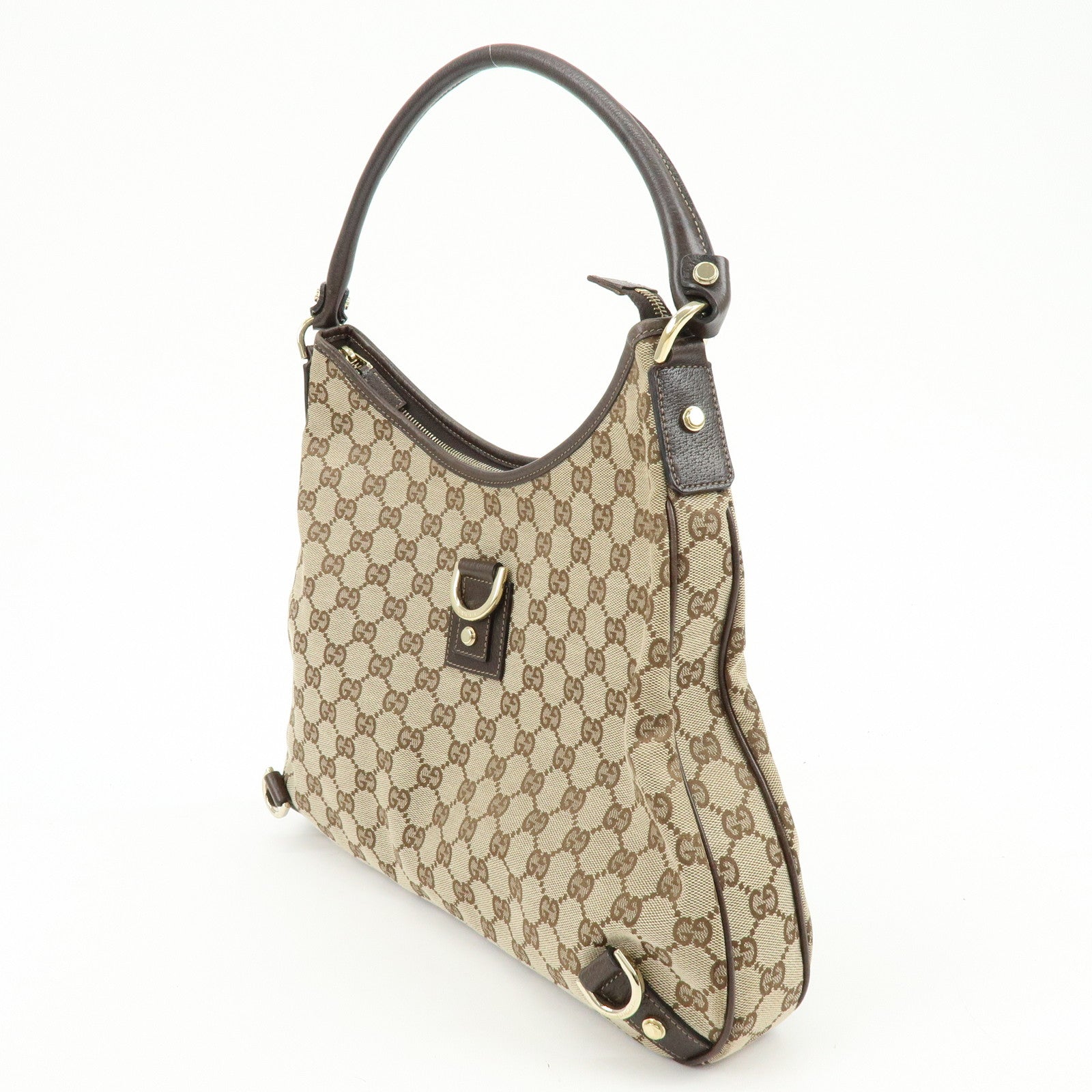 GUCCI Abbey GG Canvas Leather Shoulder Bag Hand Bag Beige Brown 130737