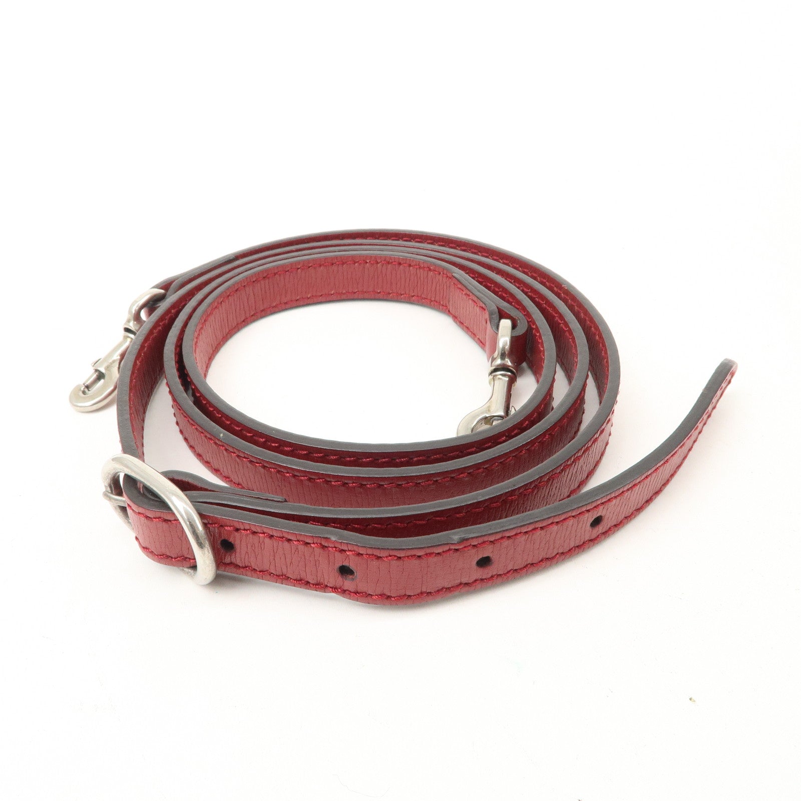 GUCCI Bamboo Leather Flower Mini Shopper 2Way Hand Bag Red 368823 Used