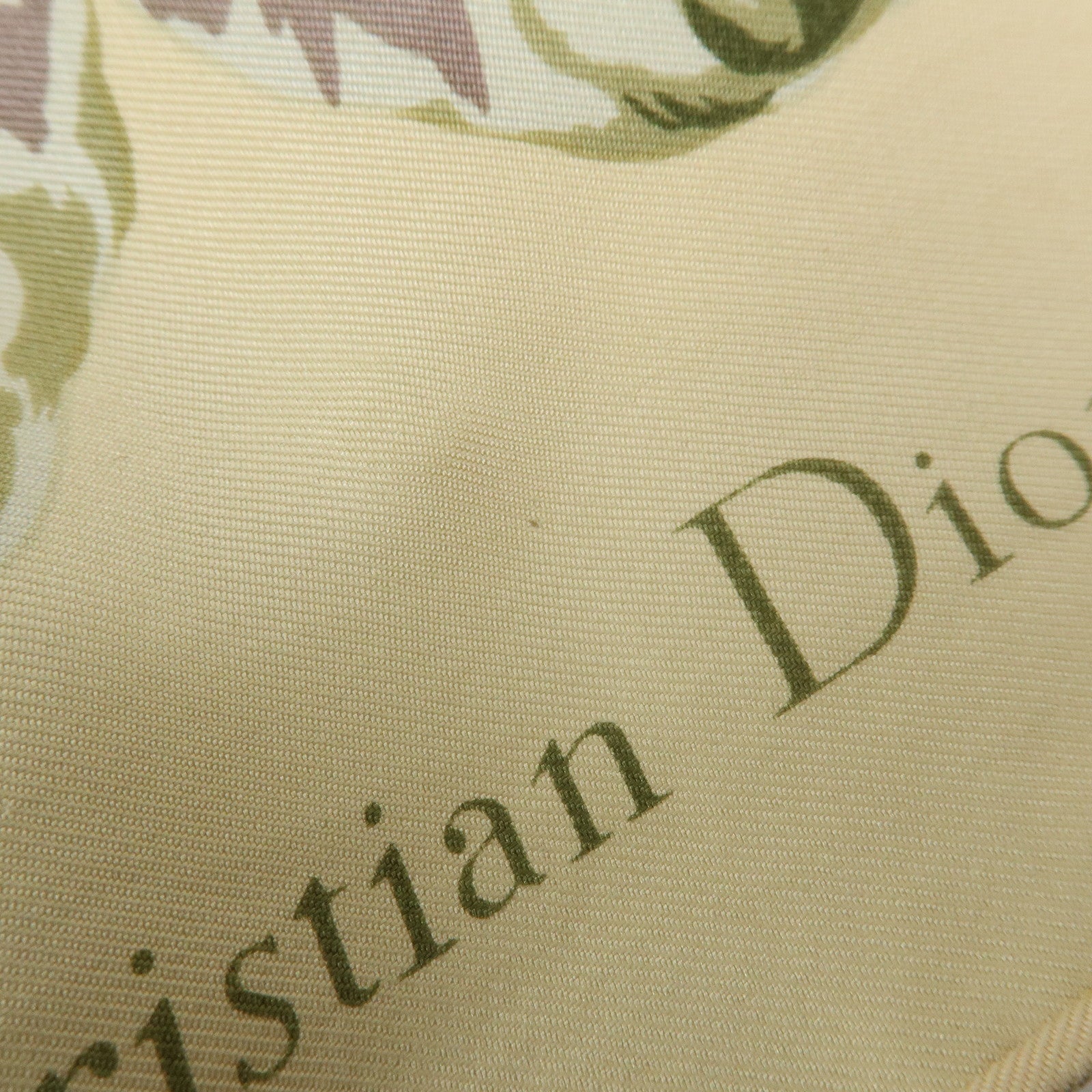 Christian Dior Silk 100% Scarf Hydrangea Print Beige Yellow Green