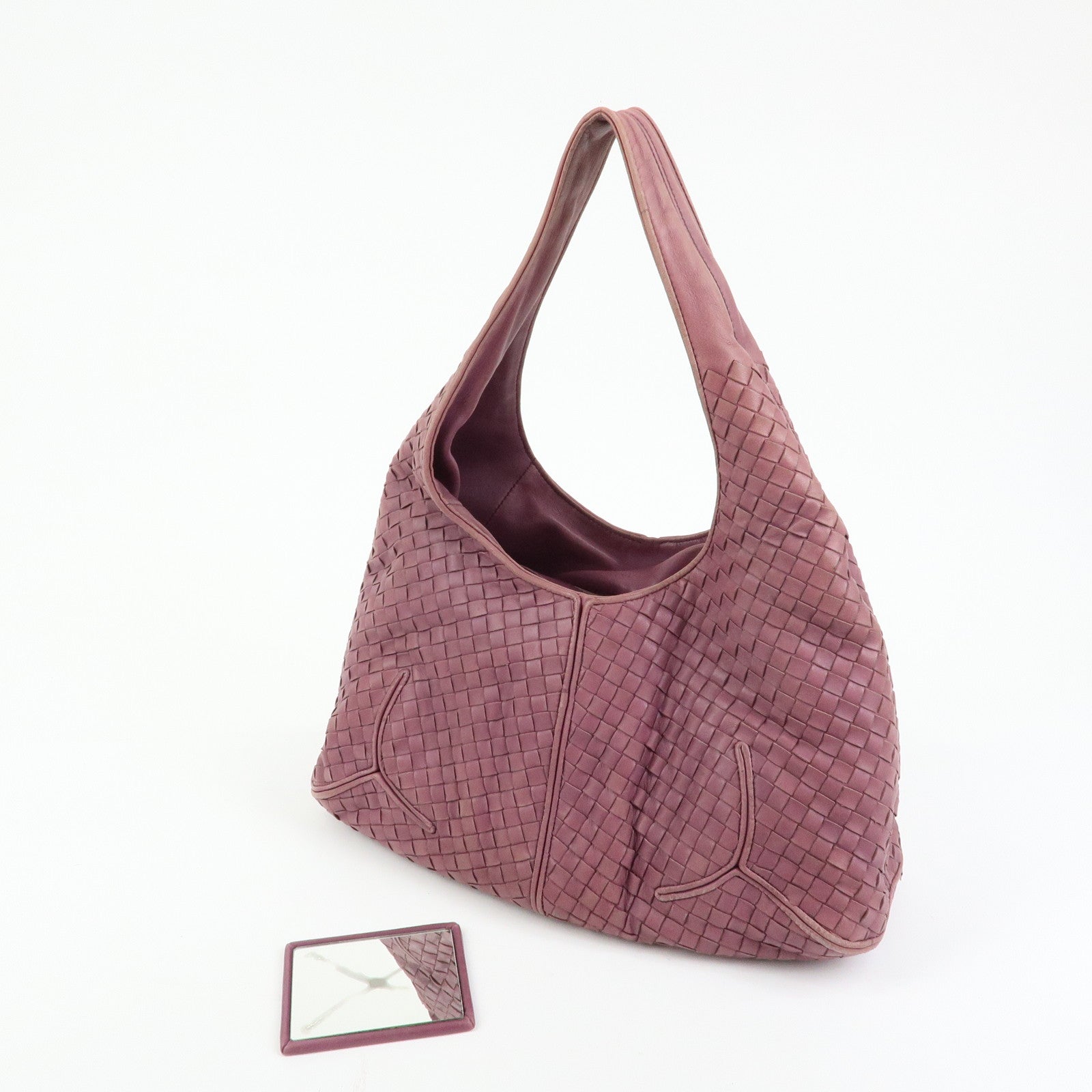 BOTTEGA VENETA Intrecciato Leathe Shoulder Bag Hand Bag Purple 145552