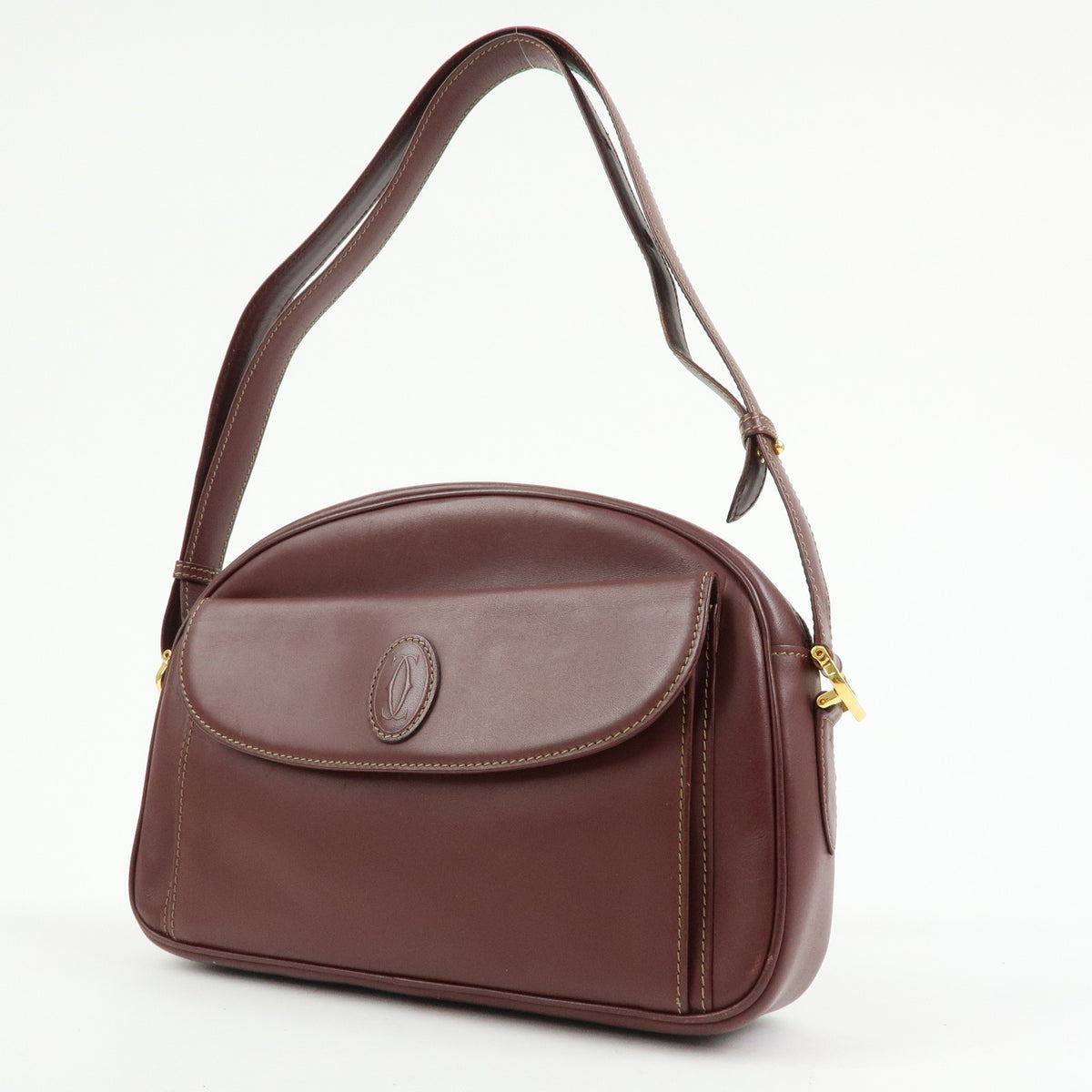 Cartier Must de Cartier Leather Shoulder Bag Bordeaux