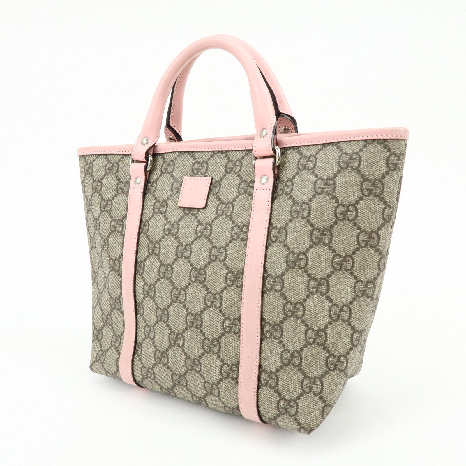 GUCCI Children's GG Supreme Leather Tote Bag Hand Bag Beige Pink 297557