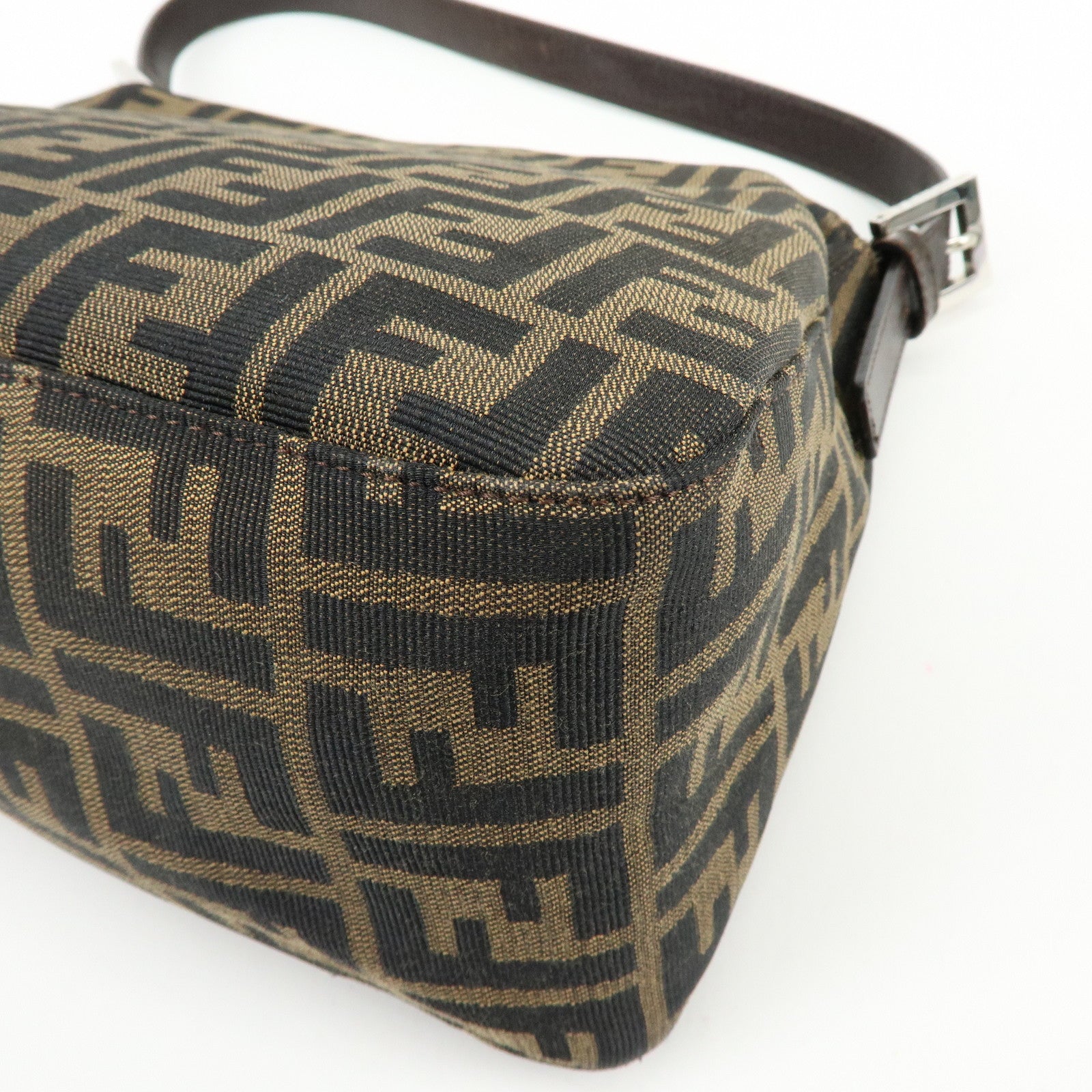 FENDI Mamma Baguette Canvas Leather Shoulder Hand Bag Brown 17132642