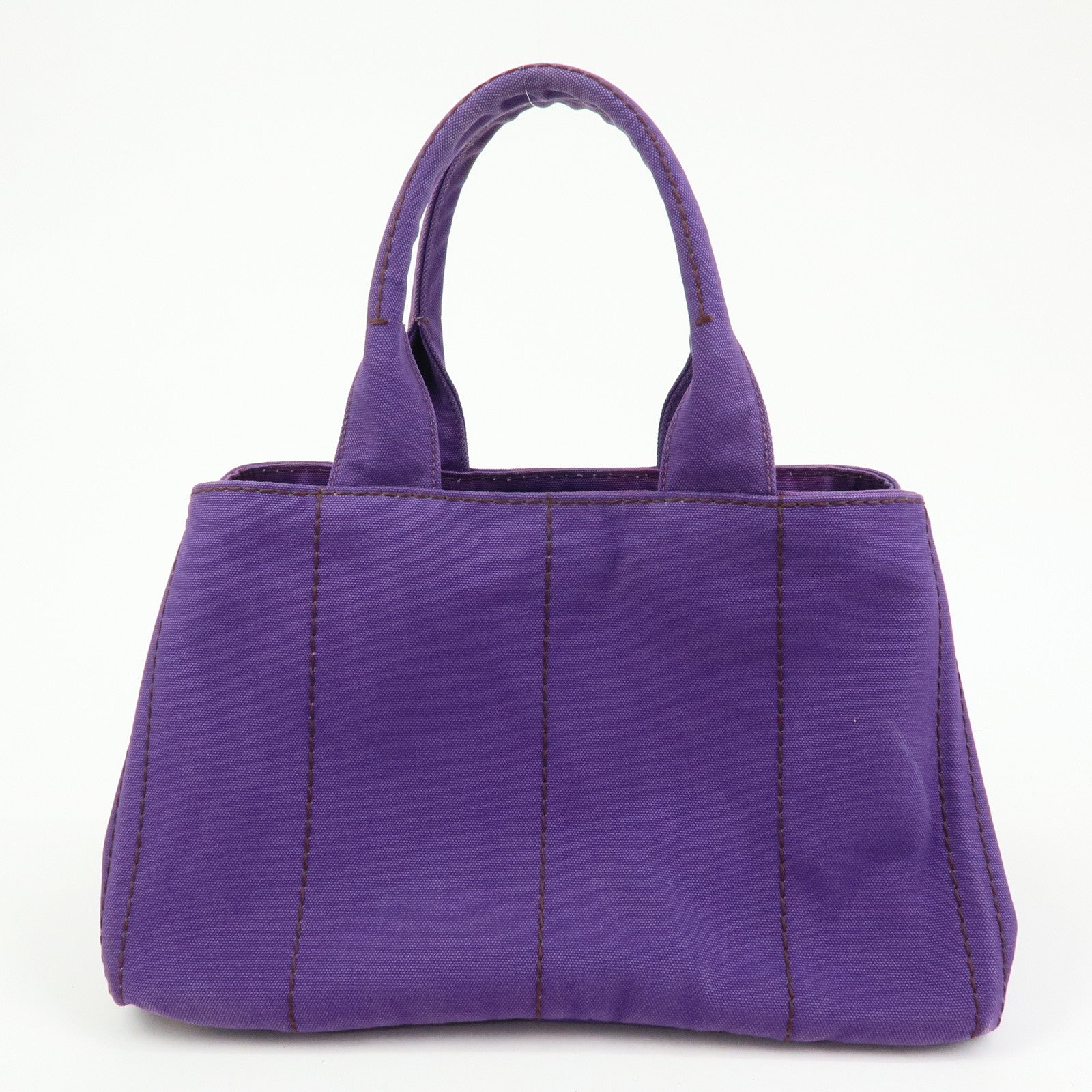 PRADA Canapa Triangle Logo Canvas Tote Bag Hand Bag Purple BN1877