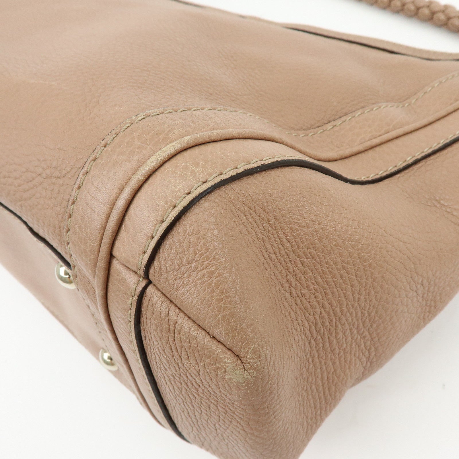 GUCCI Bamboo Leather Shoulder Bag Hand Bag Pink Beige 269949