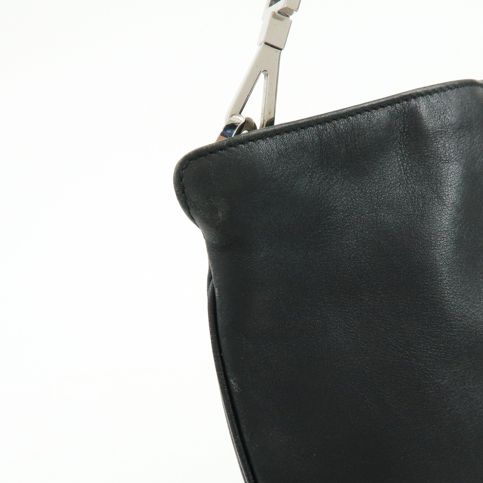 GUCCI Bamboo Leathe Hand Bag Shoulder Bag Black 001・4095