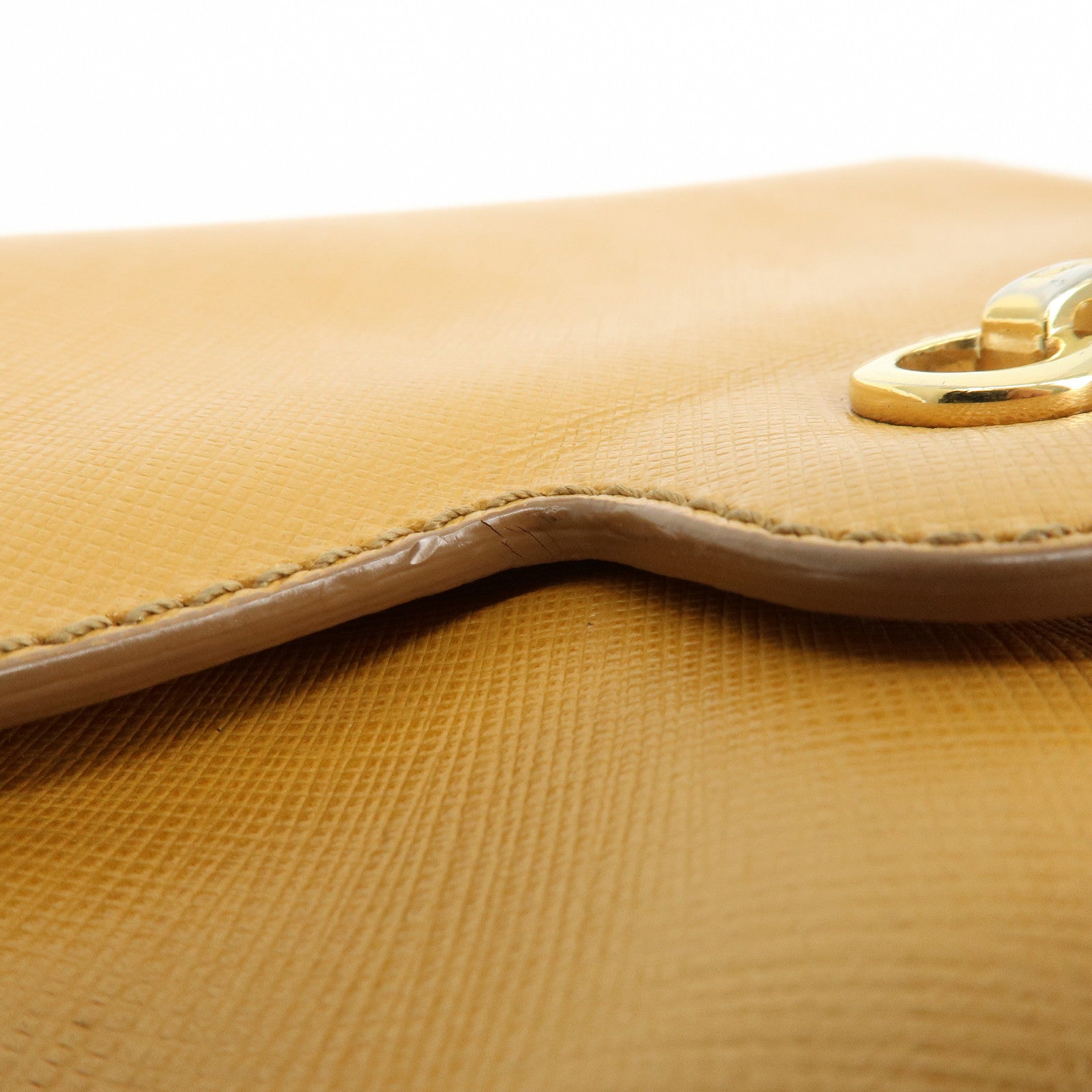 Ferragamo Gancini Leather Chain Shoulder Bag Crossbody Bag Light Brown