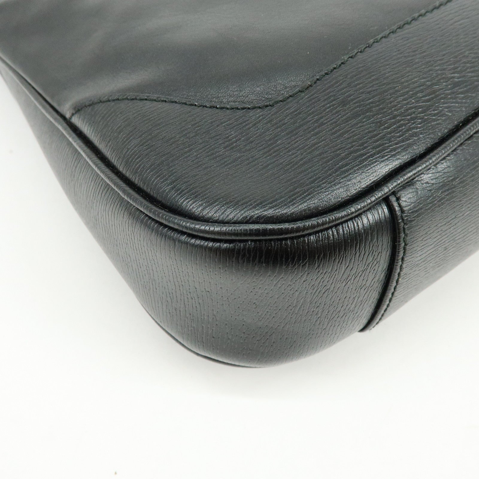 GUCCI Bamboo Leather 2Way Bag Shoulder Bag Hand Bag Black 002058