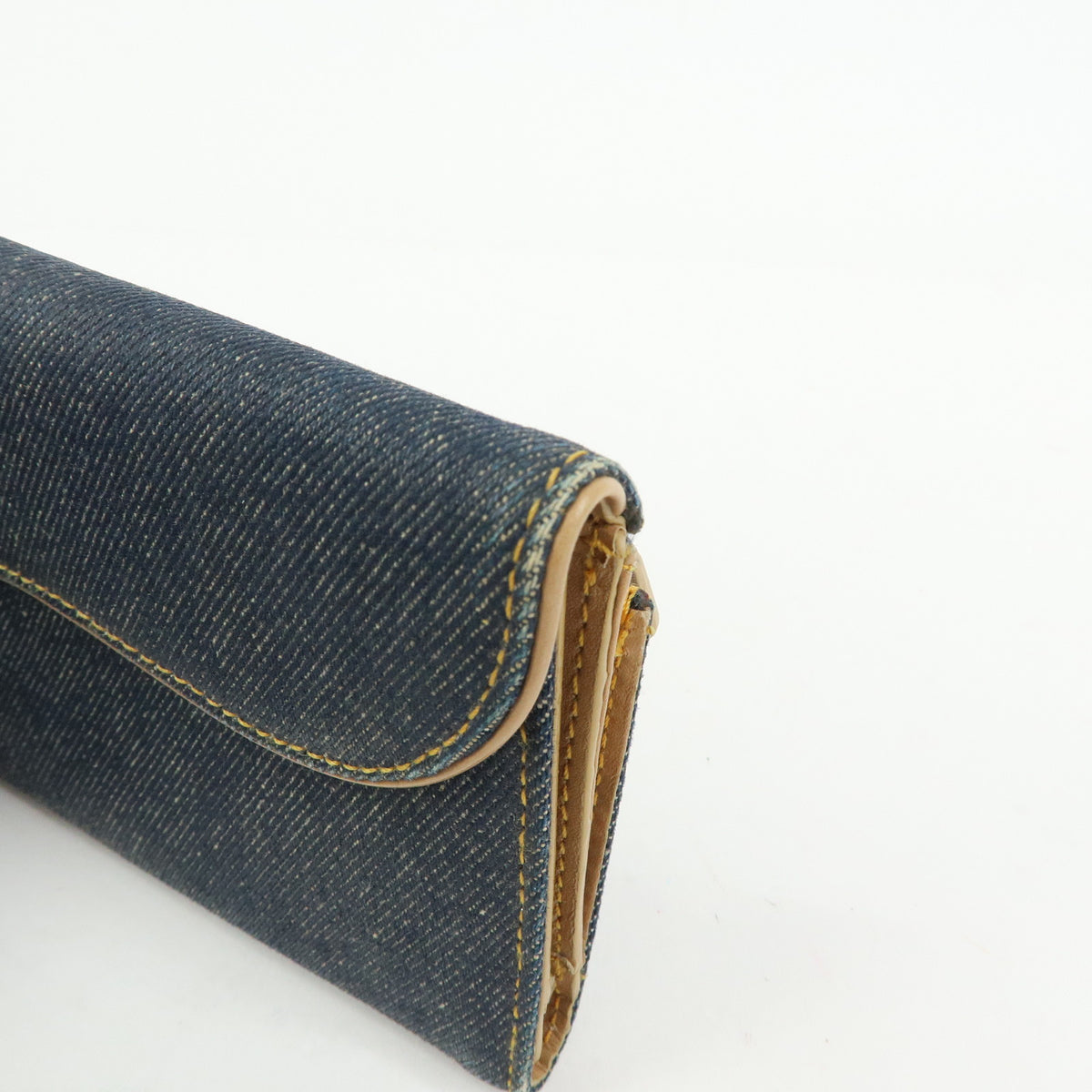 Christian Dior Saddle Denim Leather Bi-fold Long Wallet Blue