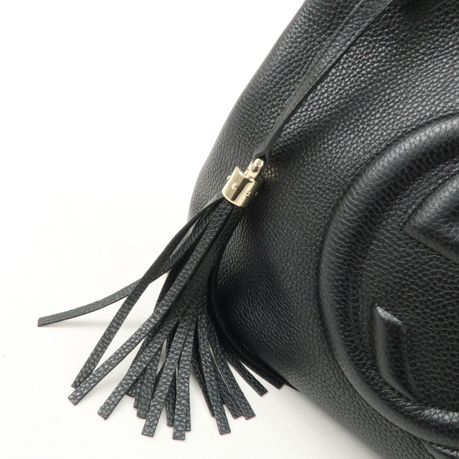 GUCCI SOHO Interlocking G Leather Chain Shoulder Bag Black 536196