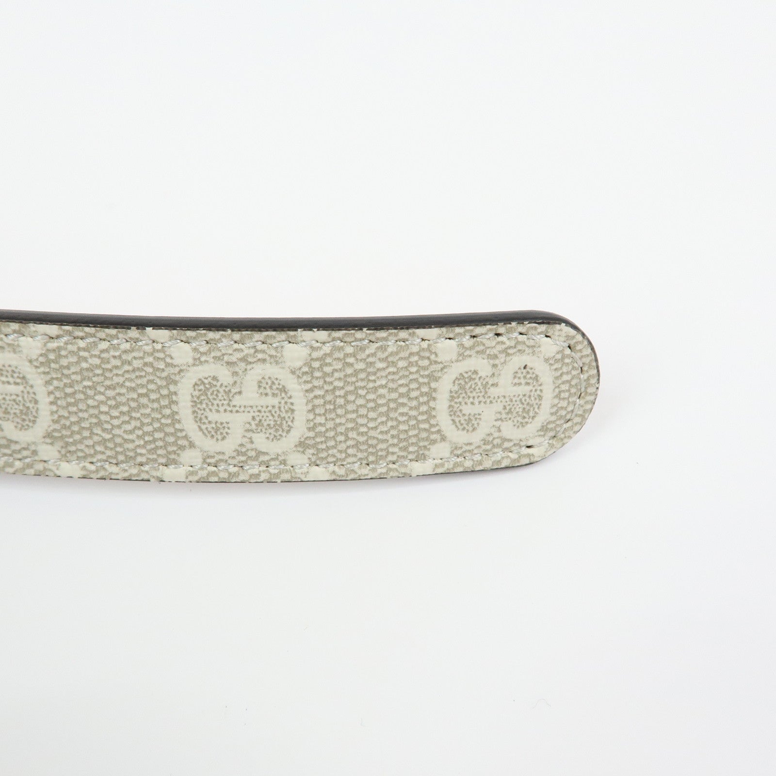 GUCCI Double G GG Spreme Leather Belt Greige White Pink 409417