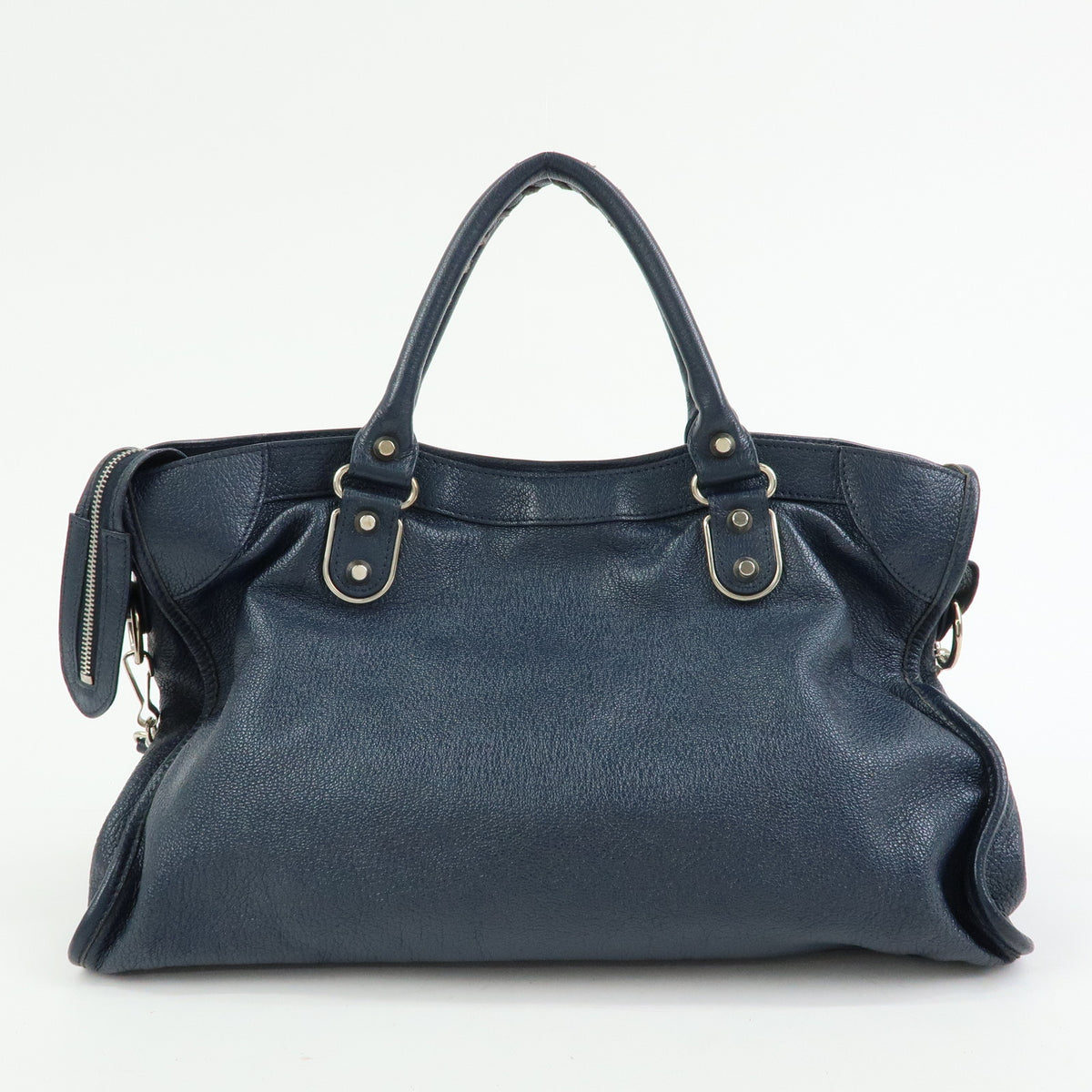 BALENCIAGA Classic Metallic Edge City Leather 2Way Bag Navy 390154