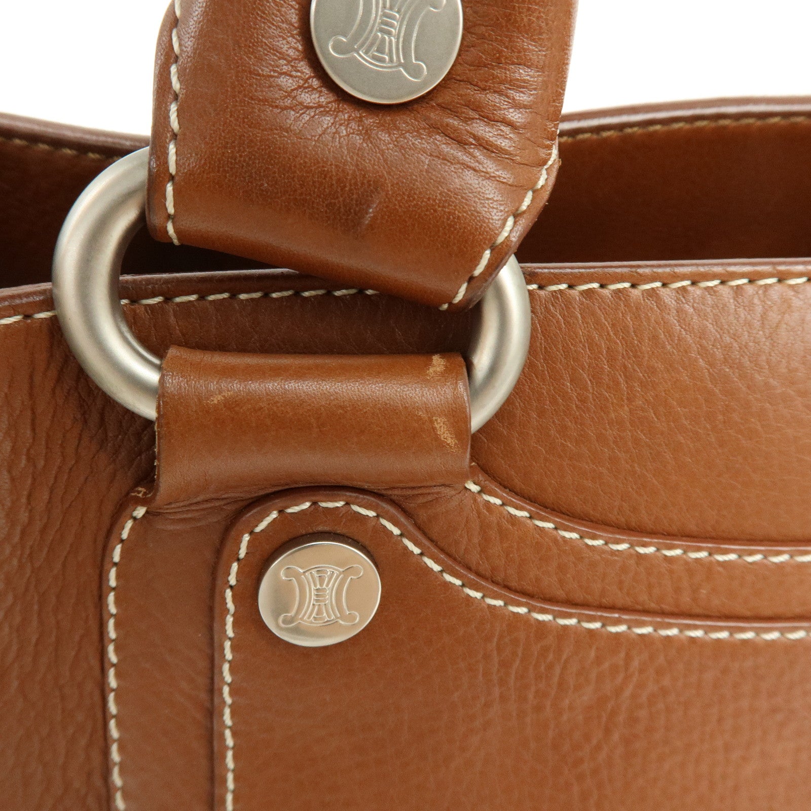 CELINE Boogie Bag Leather Hand Bag Tote Bag Brown