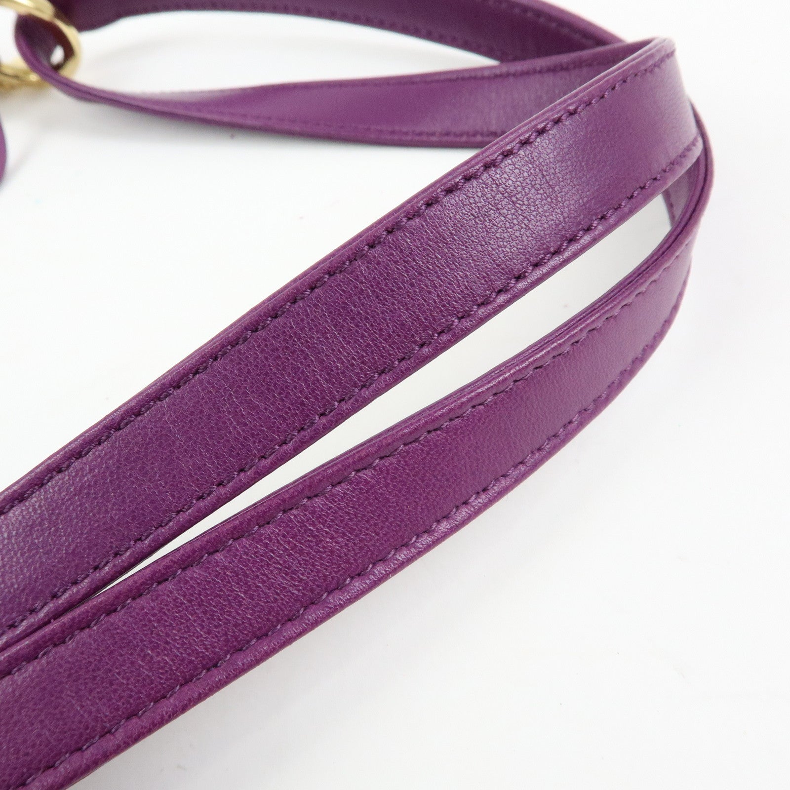 LOEWE Anagram Nappa Leather Shoulder Bag Hand Bag Brown Purple