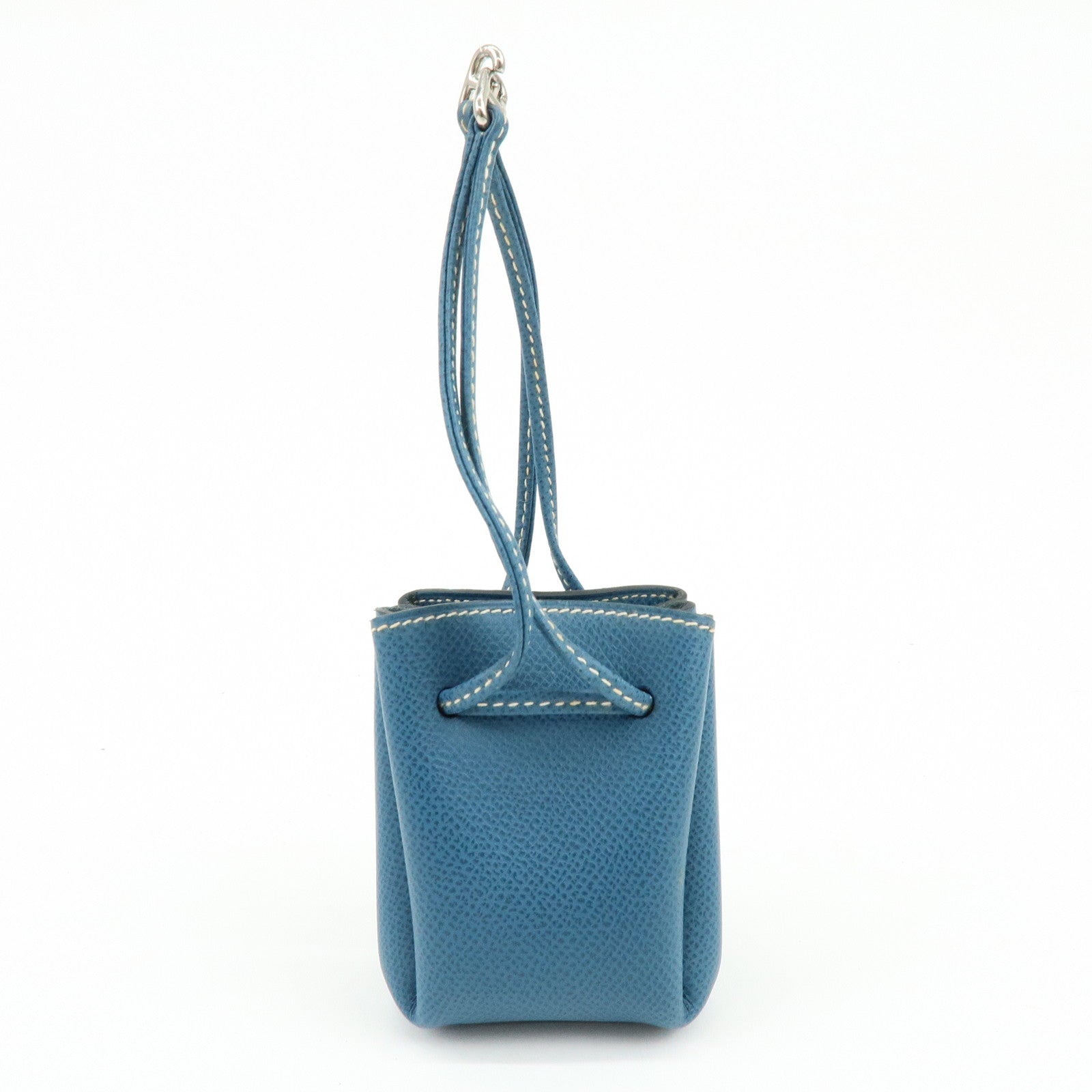 HERMES Courchevel Leather Pouch Blue Jean □G Stamped Blue Jean