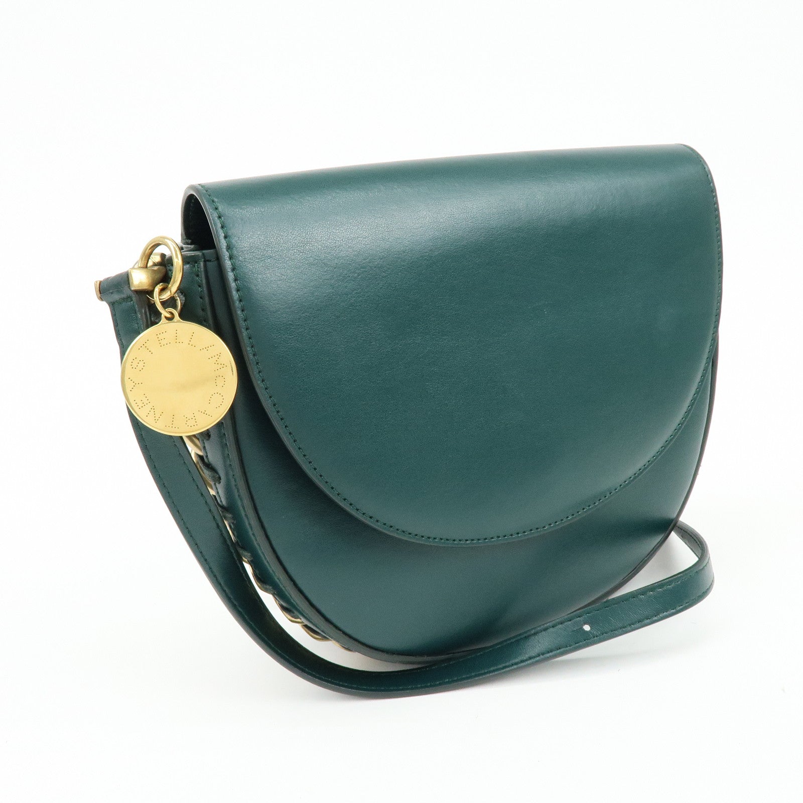 STELLA MCCARTNEY Frayme Medium Faux Leather Shoulder Bag Green