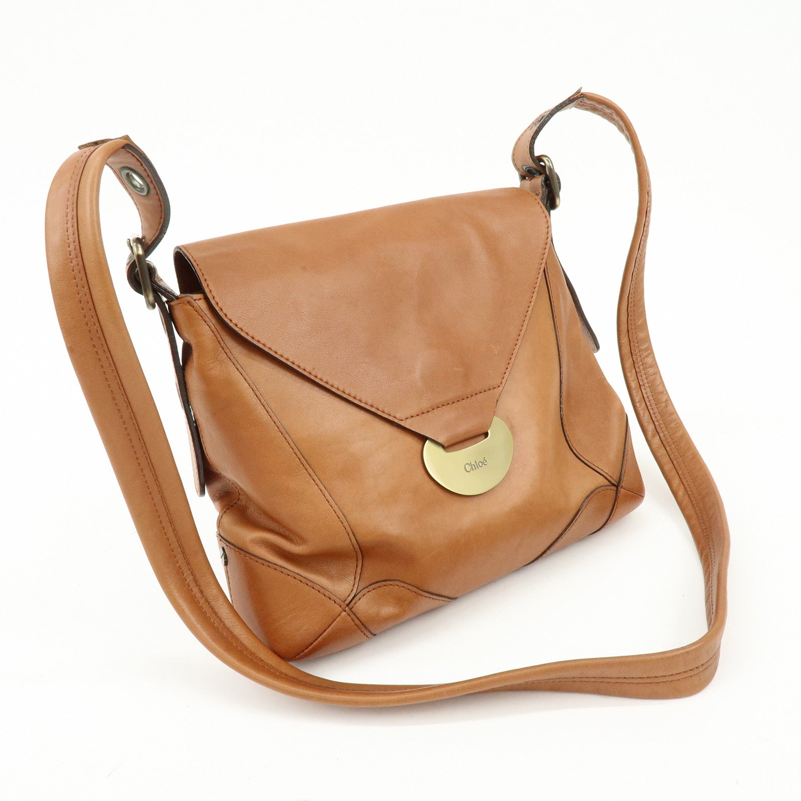 Chloe Eloise Leather Shoulder Bag Crossbody Bag Brown