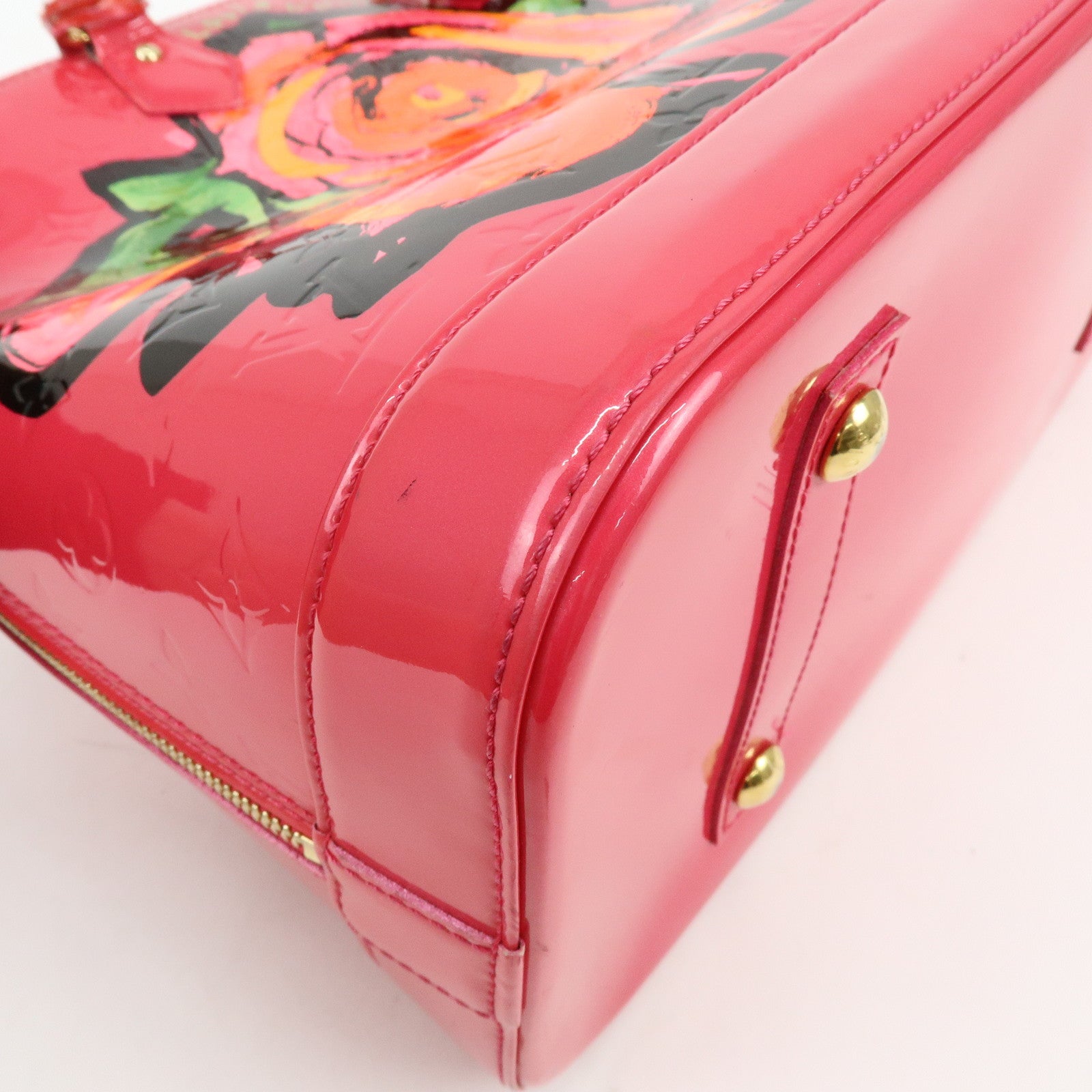 Louis Vuitton Monogram Rose Vernis Alma MM Hand Bag Rose Pop M93686