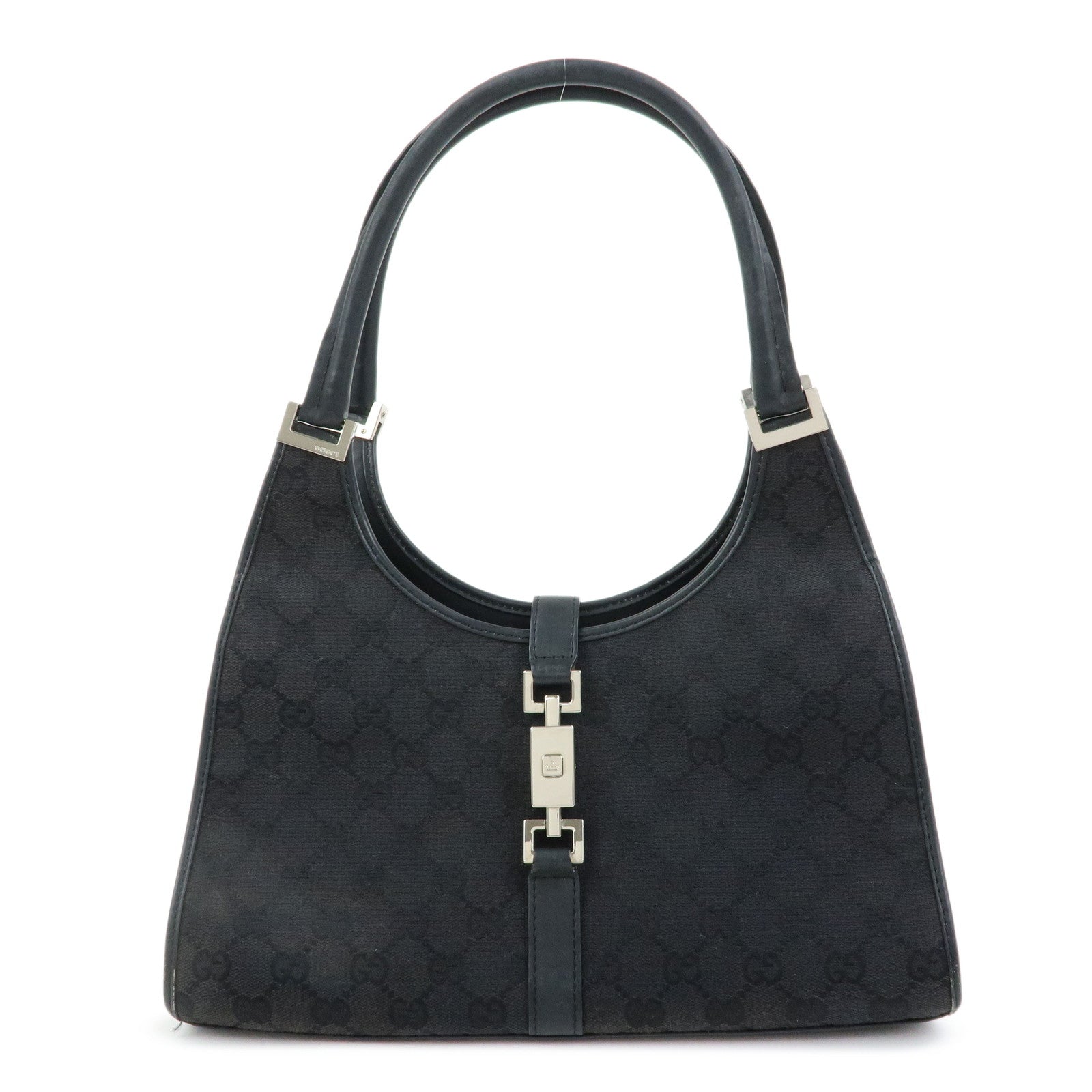GUCCI Jackie GG Canvas Leather Hand Bag Shoulder Bag Black 001・1067
