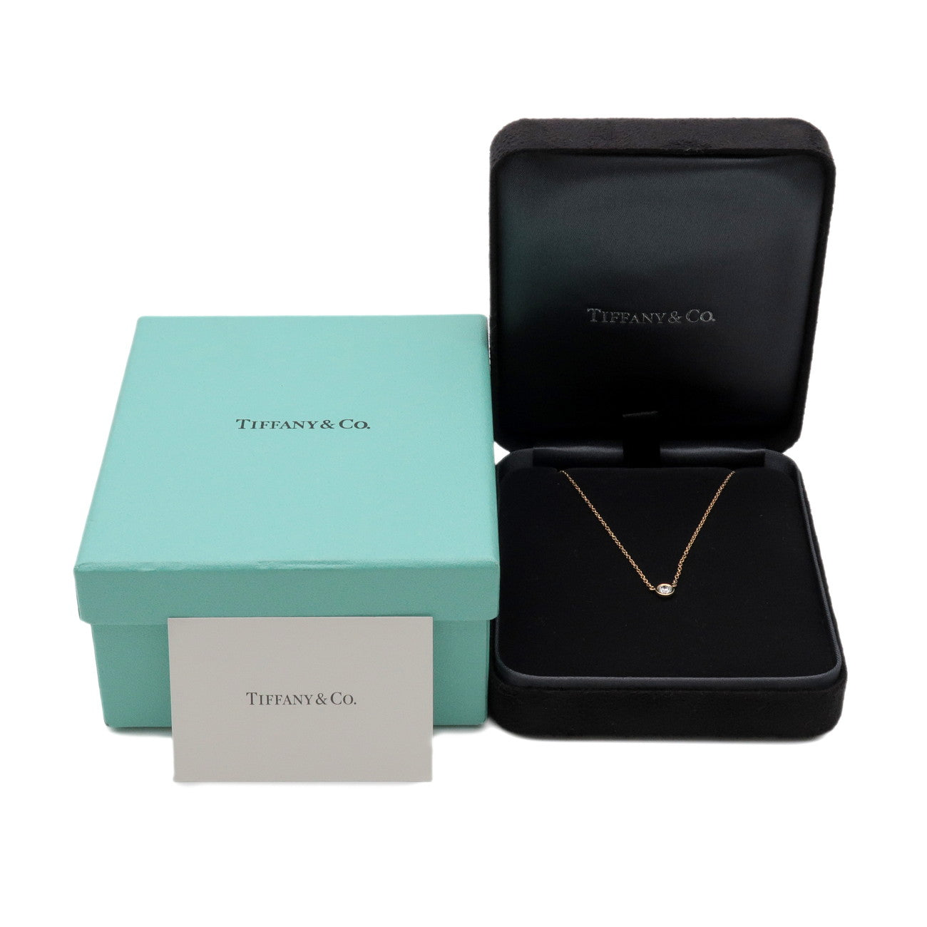 Tiffany & Co By The Yard 1P Diamond Necklace K18 750YG Yellow Gold