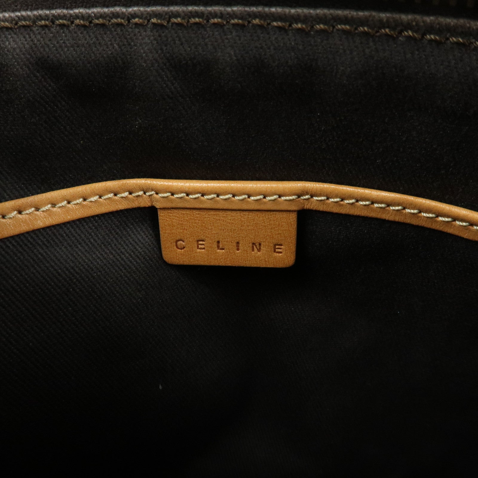 CELINE Macadam Leather Shoulder Bag Brown
