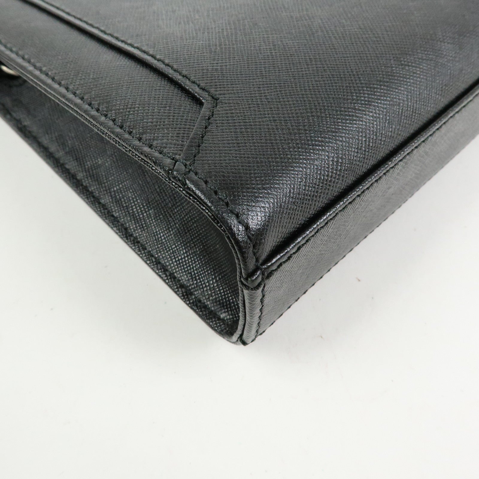 BURBERRY Saffiano Leather Clutch Bag Black