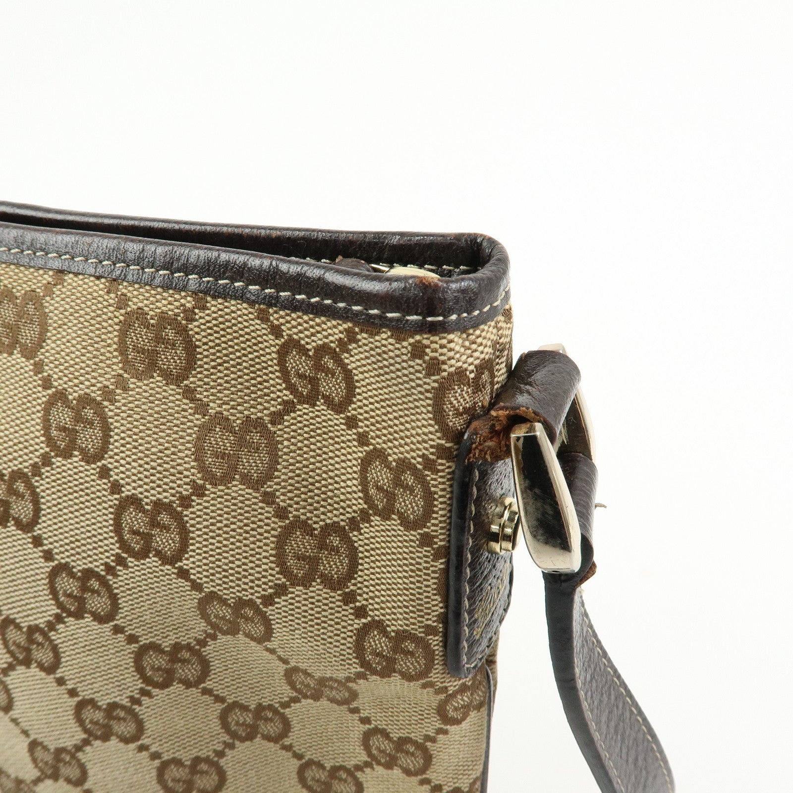 GUCCI Abbey GG Canvas Leather Shoulder Crossbody Bag Brown 131326
