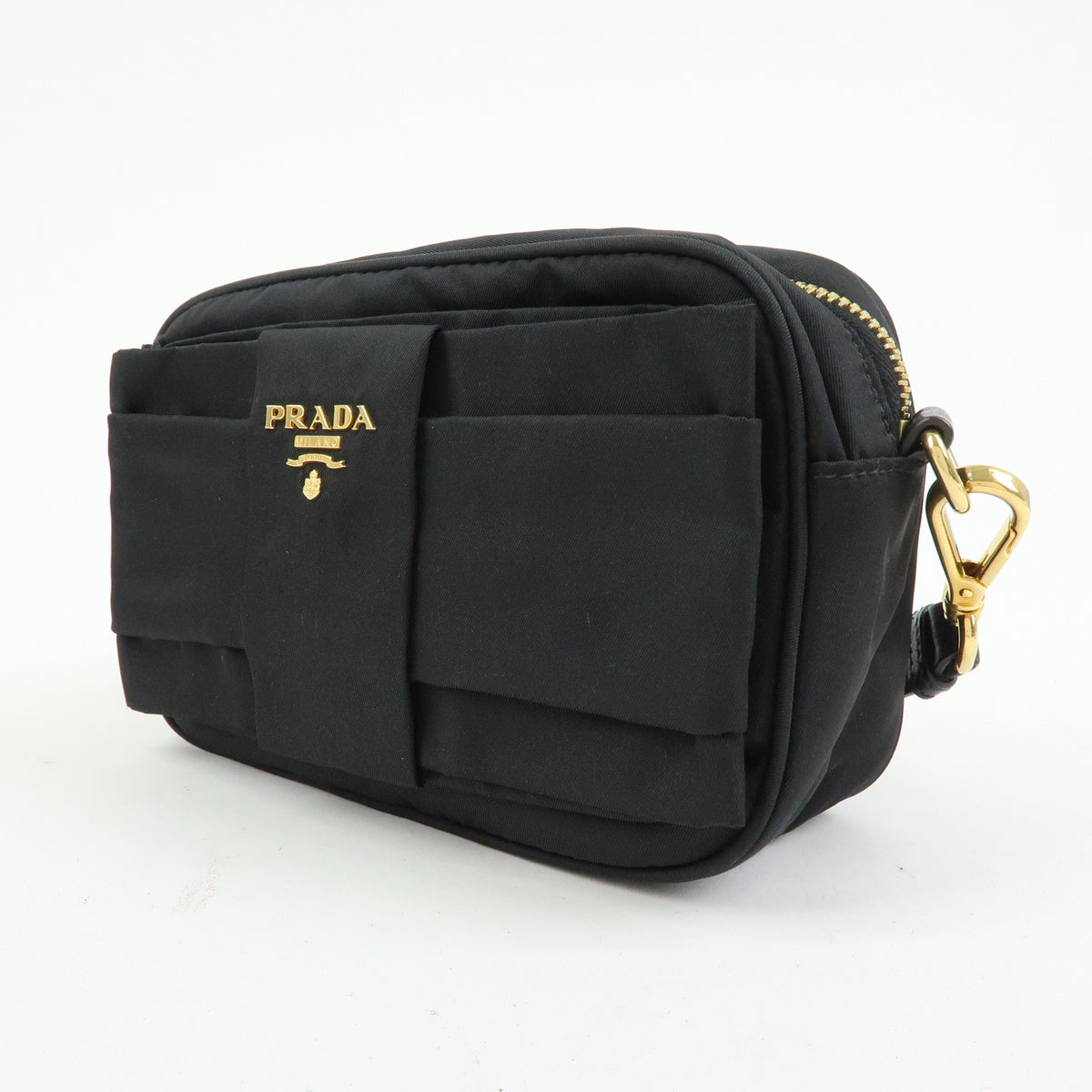 PRADA Nylon Leather Mini Shoulder Bag Crossbody Bag Black