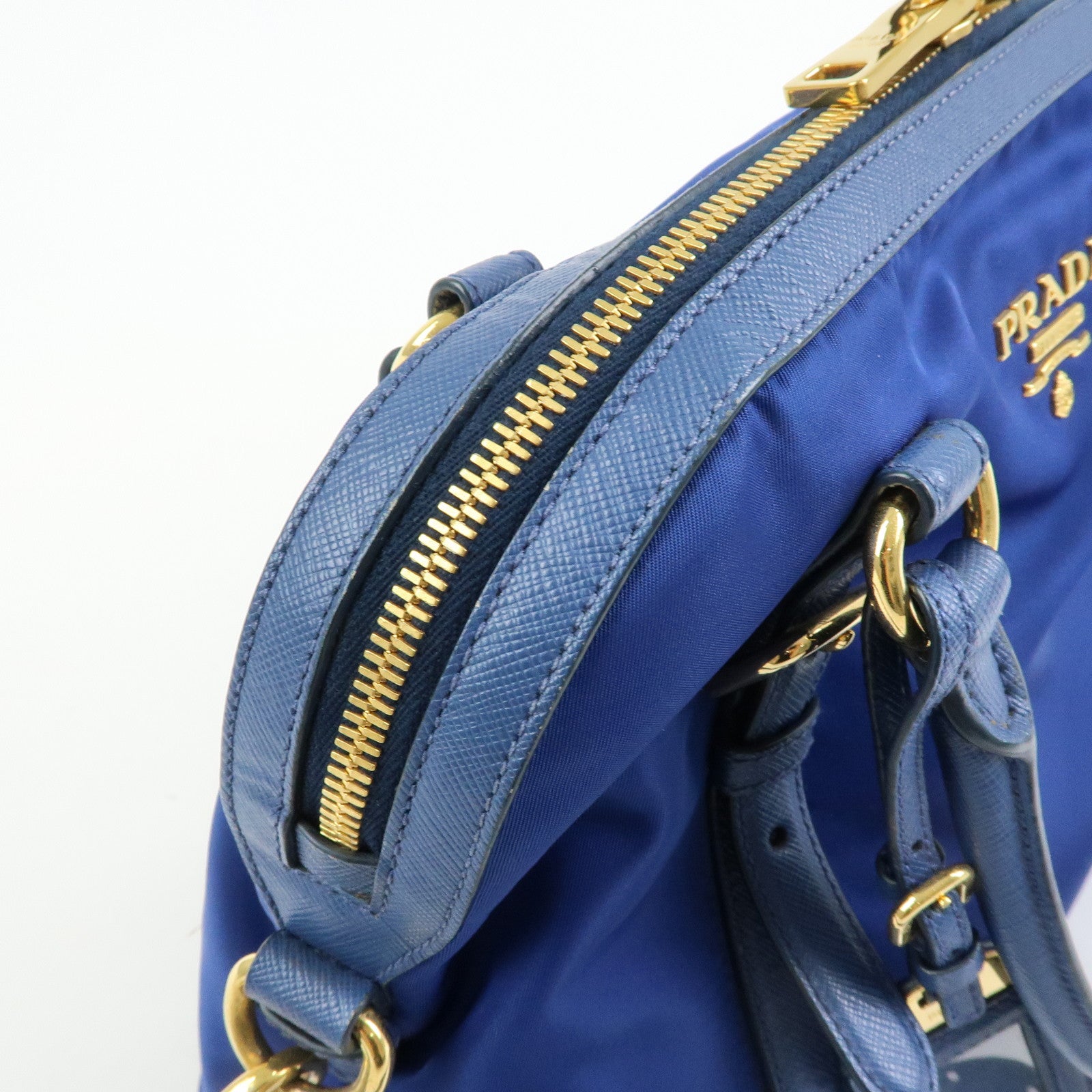 PRADA Tessuto Nylon Saffiano Leather 2Way Hand Shoulder Bag 1BB013