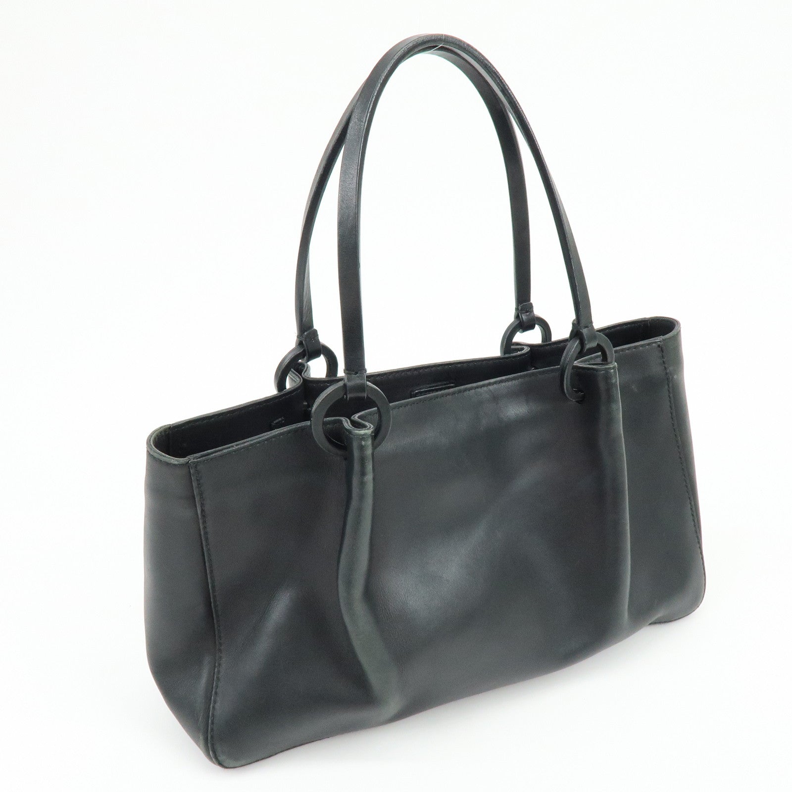 GUCCI Leather Tote Bag Shoulder Bag Hand Bag Black 94898