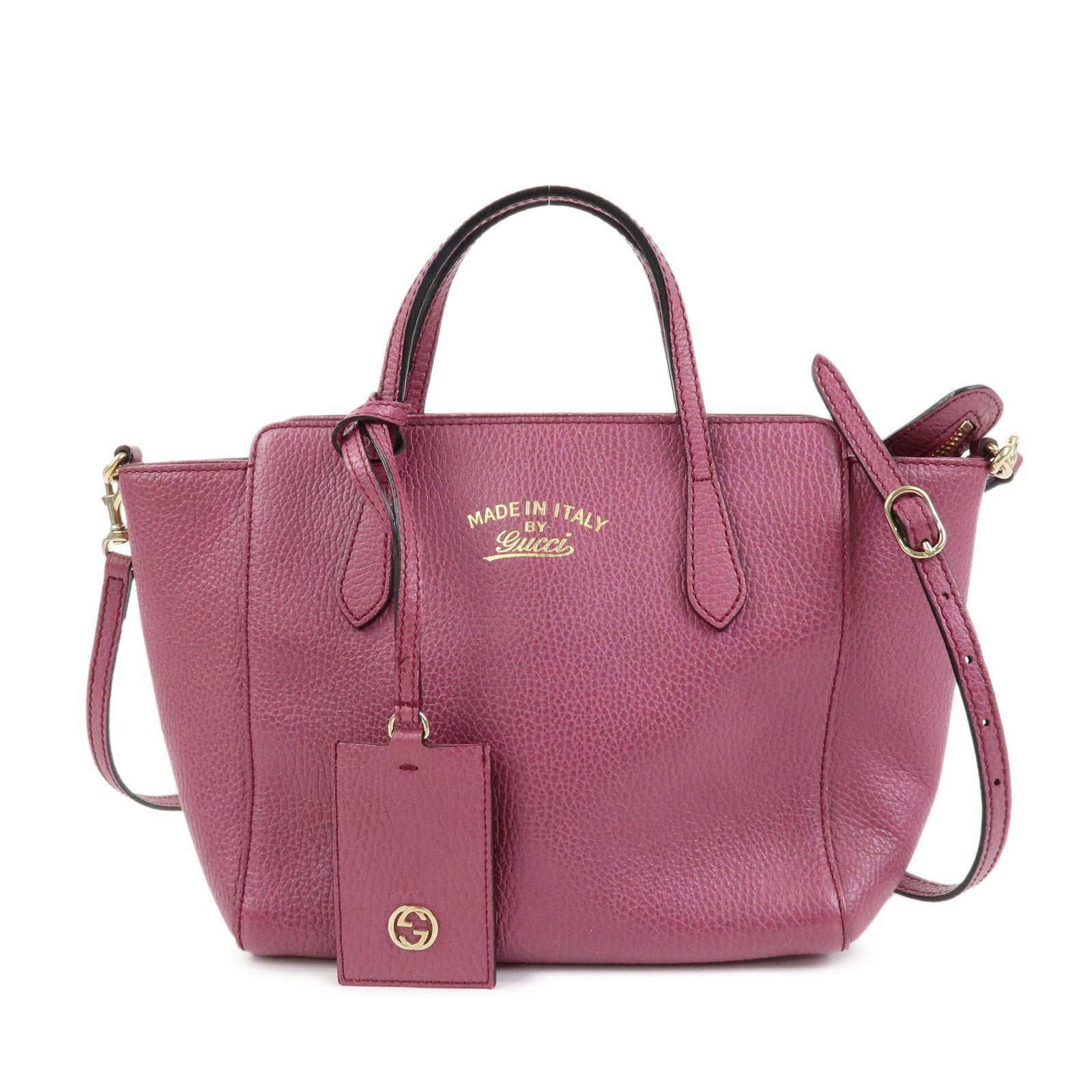 GUCCI Swing Mini Leather 2Way Bag Hand Bag Shoulder Bag Purple 368827