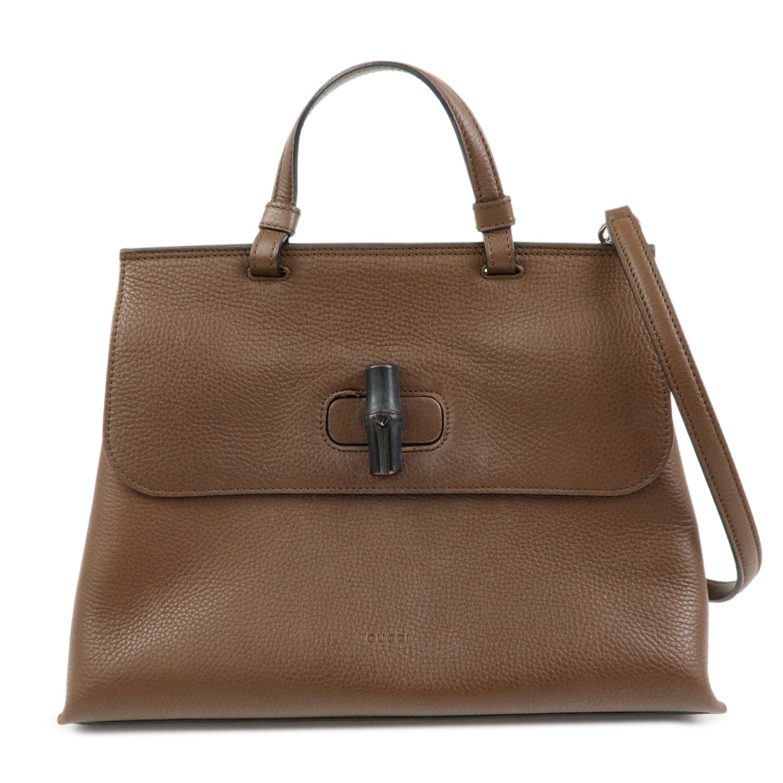 GUCCI Bamboo Daily Medium Leather 2Way Bag Limited Edition Brown 392013