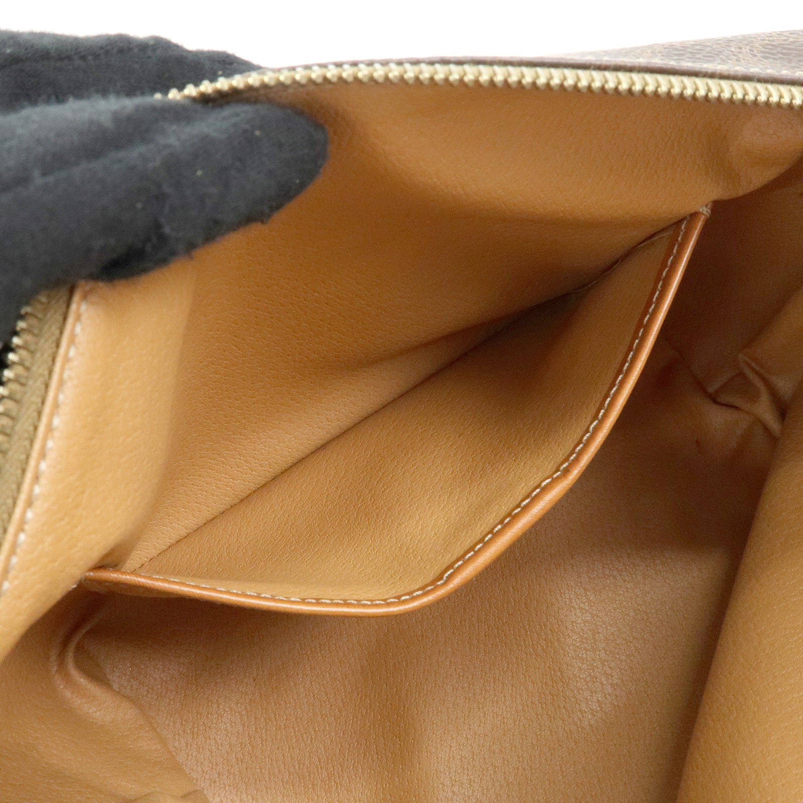 CELINE Macadam PVC Leather Hand Bag Cosmetic Pouch Brown