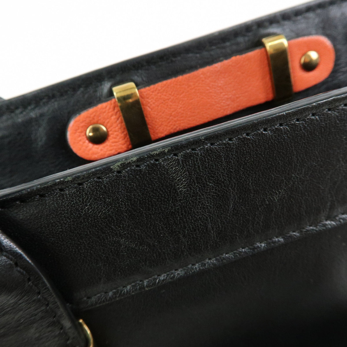 Chloe Logo Alice Leather 2Way Bag Hand Bag Shoulder Bag Orange Black
