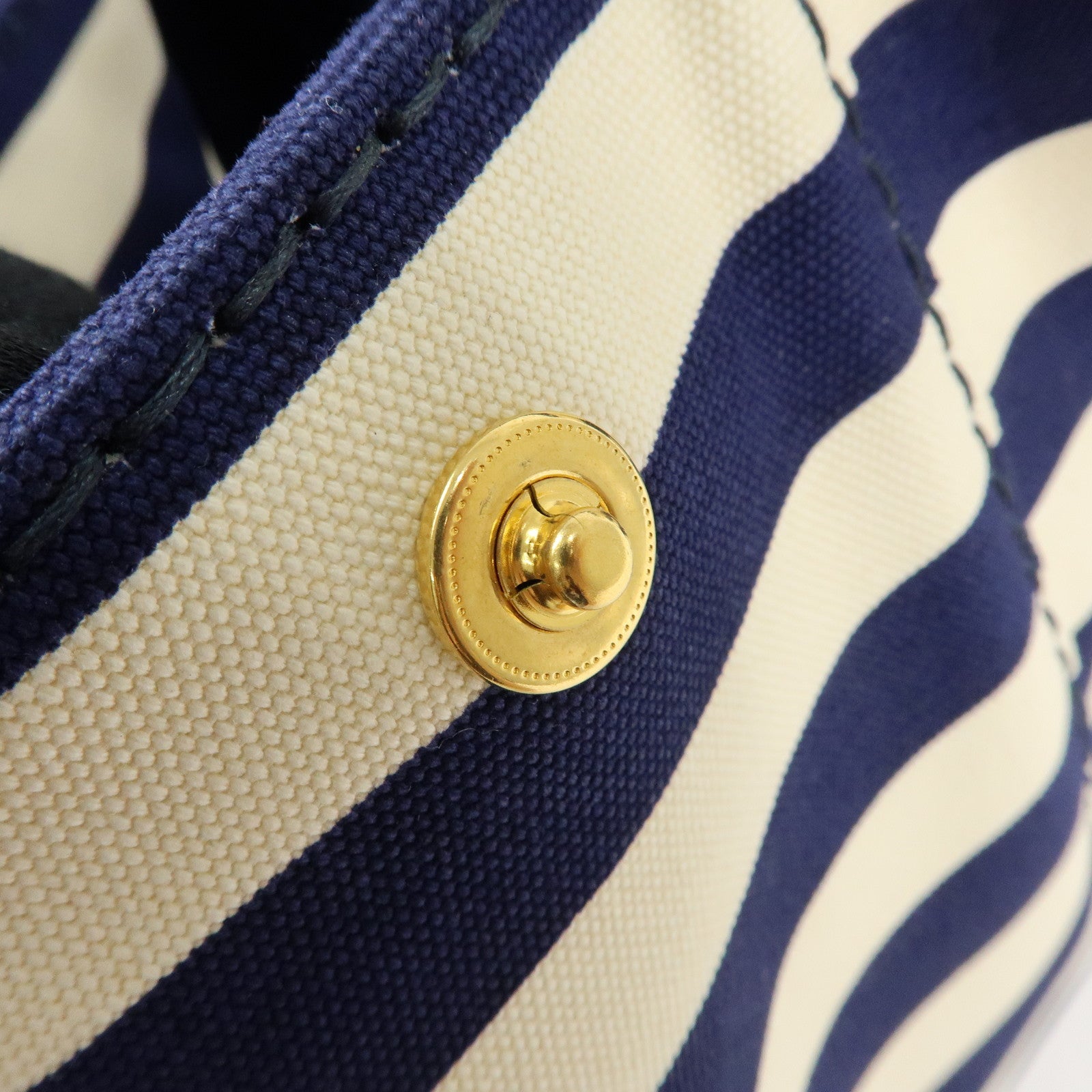 PRADA Canapa Canvas 2Way Bag Hand Bag Stripe Blue White B2642B