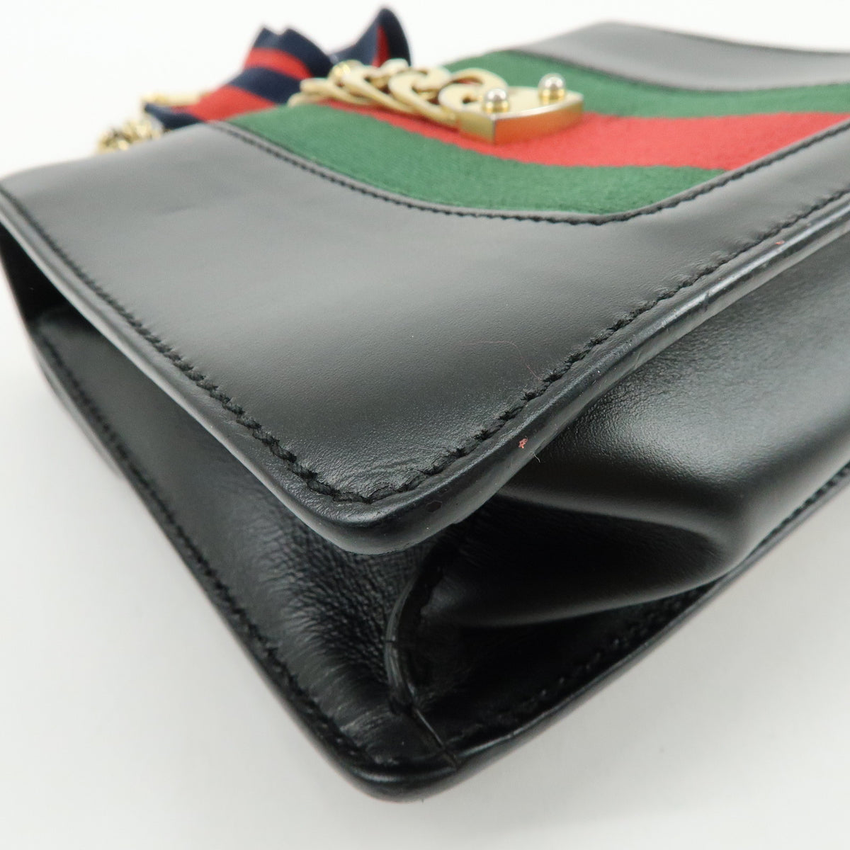 GUCCI Sylvie Sherry Leather Chain Shoulder Bag Crossbody Bag Black