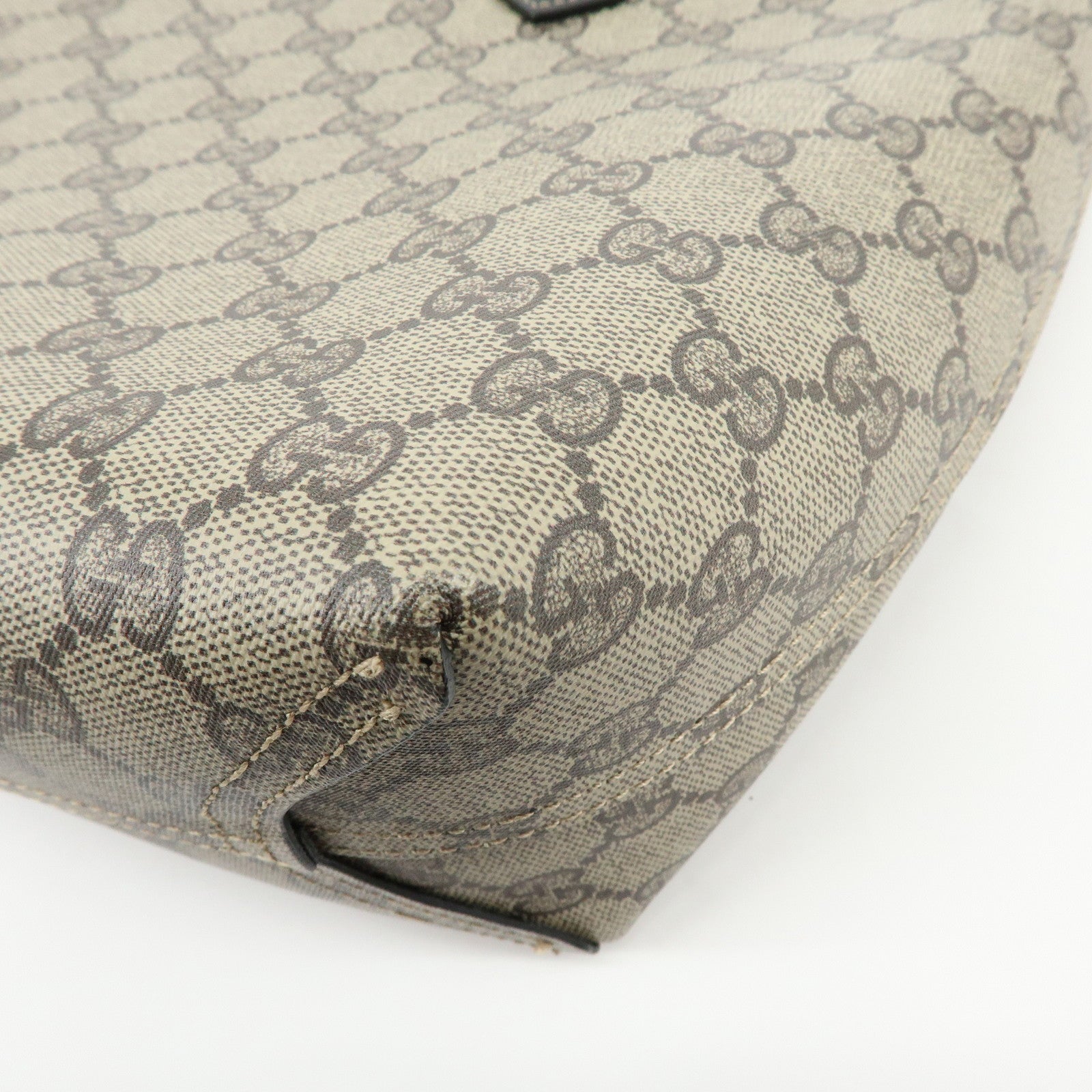 GUCCI GG Supreme Leather Reversible Tote Bag Hand Bag Beige 372618
