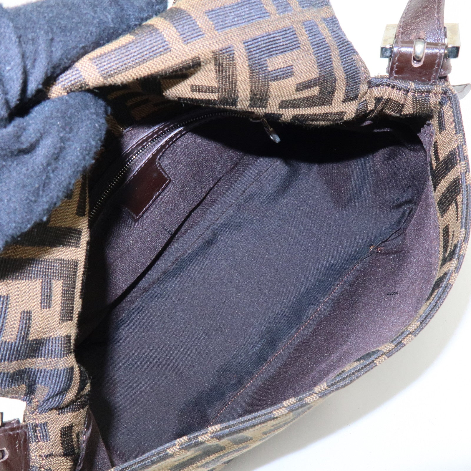FENDI Mamma Baguette Canvas Leather Shoulder Hand Bag Brown 17132642