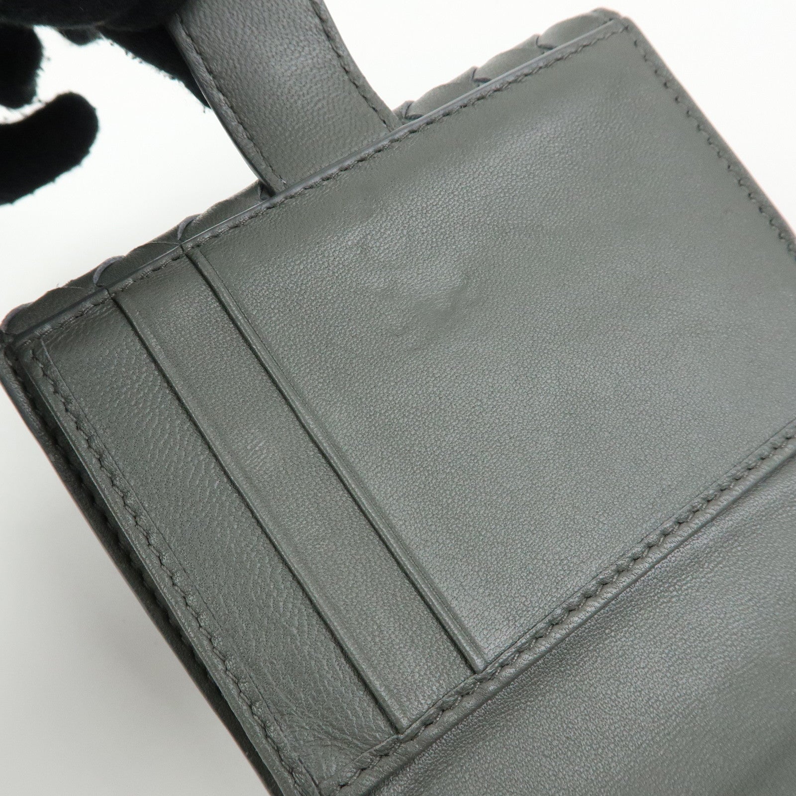 BOTTEGA VENETA Intrecciato Leather Compact Wallet Grey