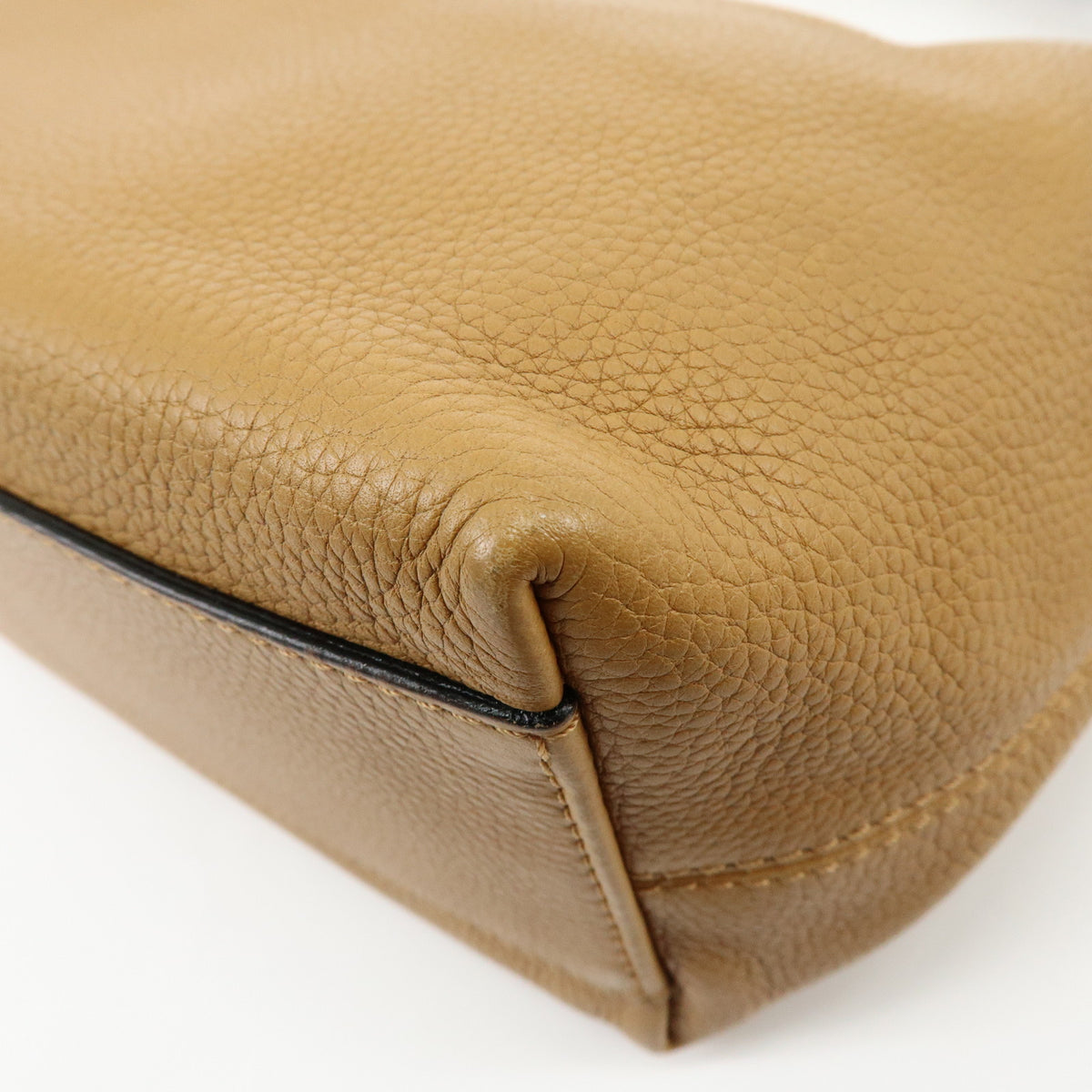 CELINE Logo Leather Shoulder Bag Hand Bag Camel