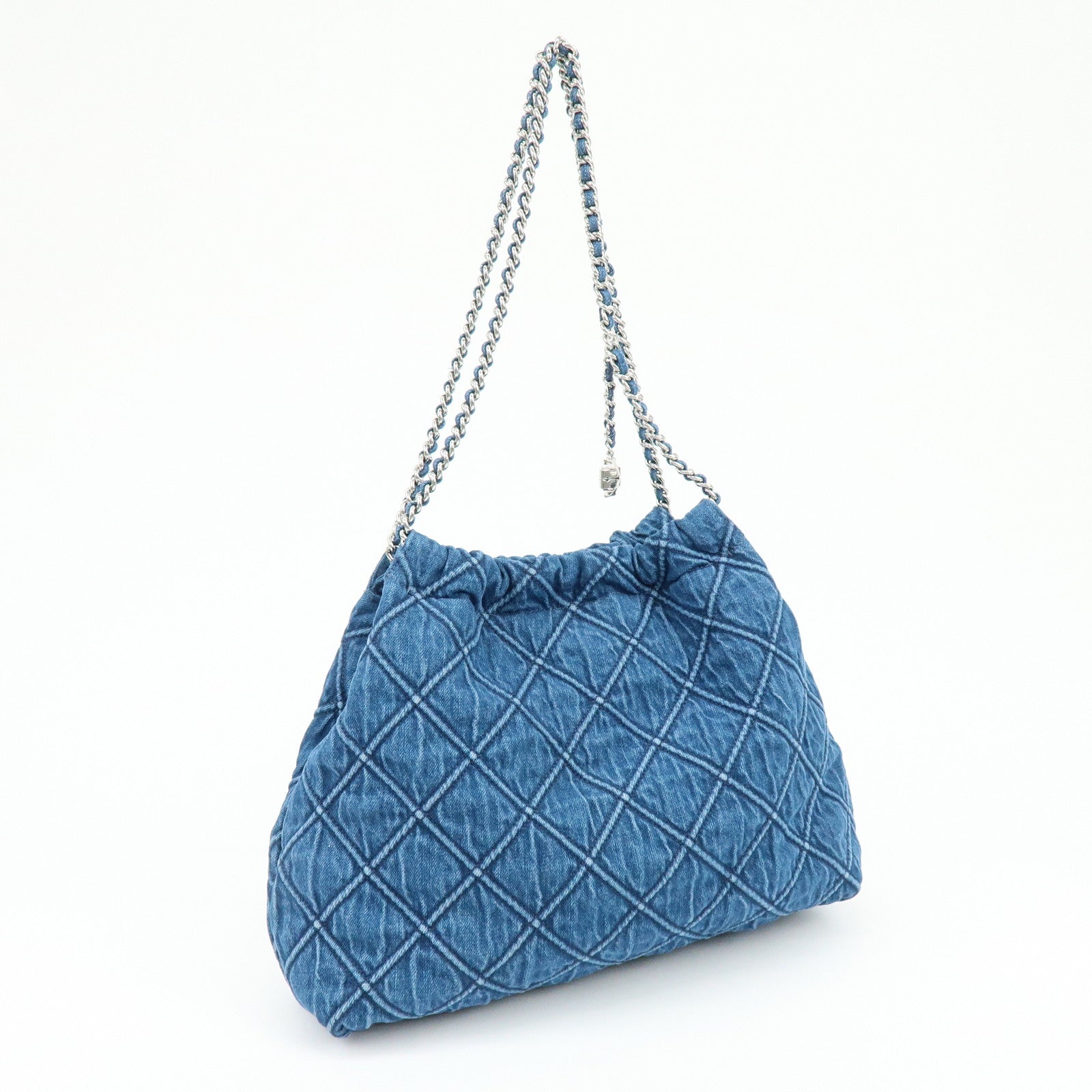 TORY BURCH Hobo Denim Chain Shoulder Bag Tote Bag Blue