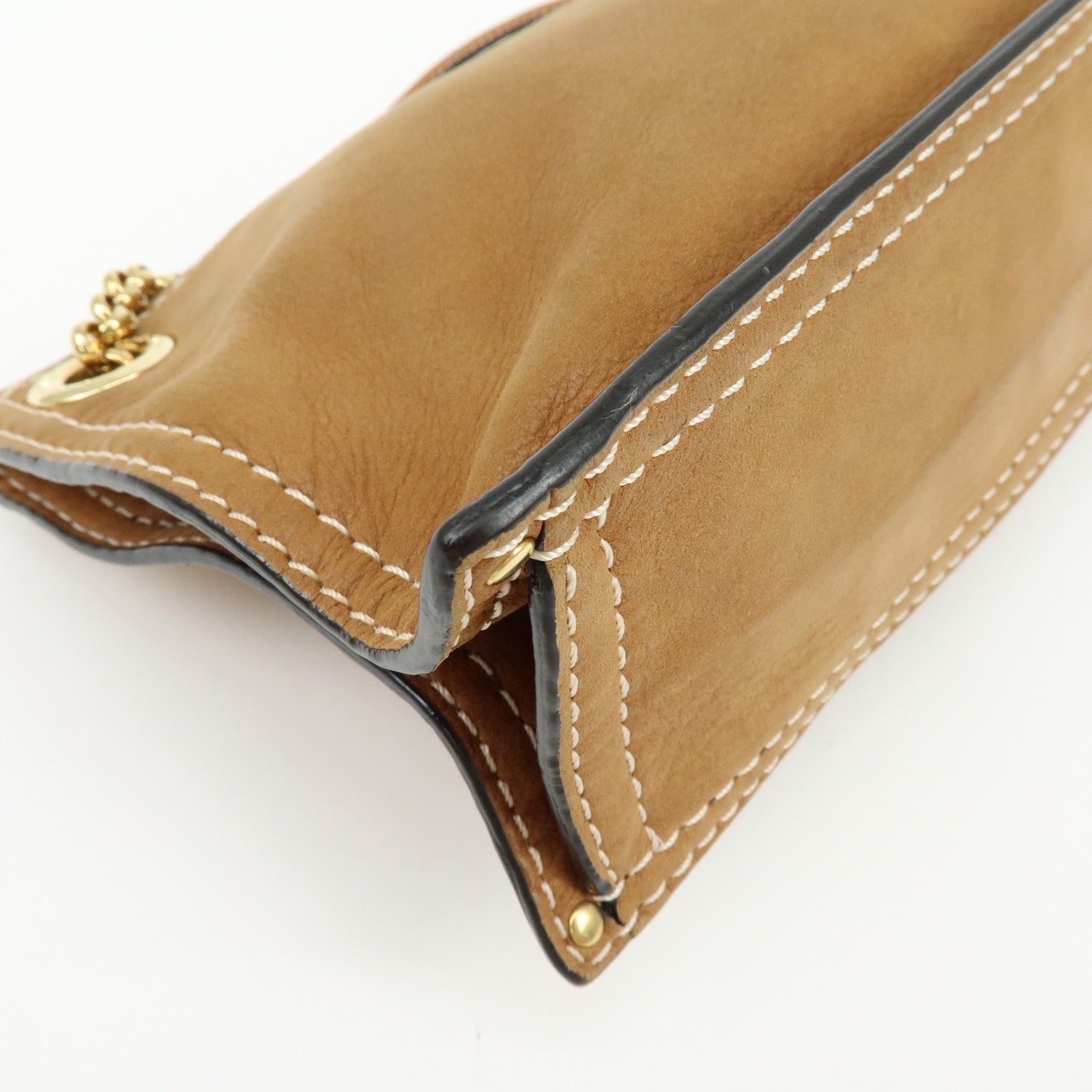 LOEWE Leather Crown Motif Chain Shoulder Bag Crossbody Bag Brown